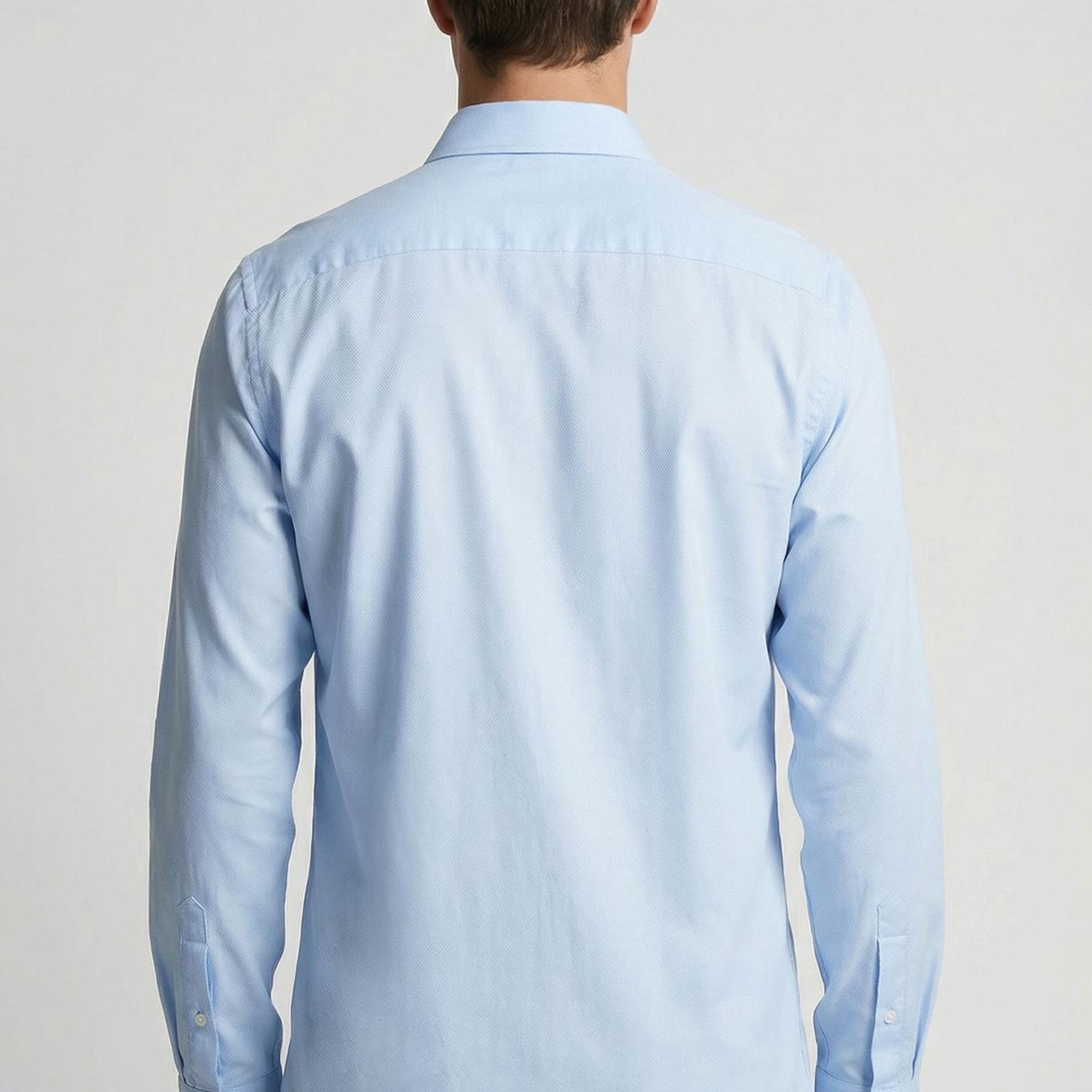 Network Erkek Slim Fit Mavi Lycralı Cotton Petek Desen Gömlek