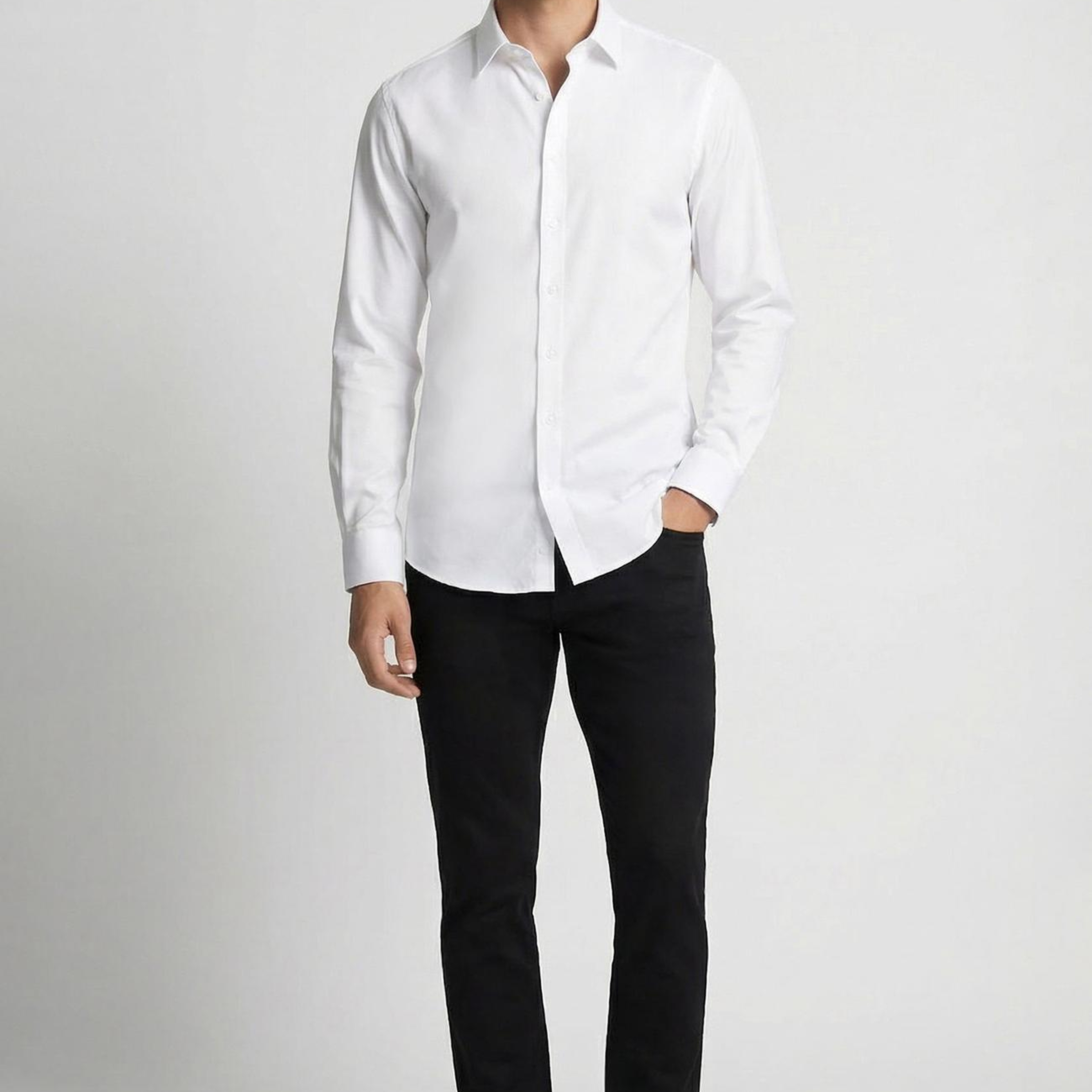Network Erkek Slim Fit Beyaz Lycralı Cotton Petek Desen Gömlek
