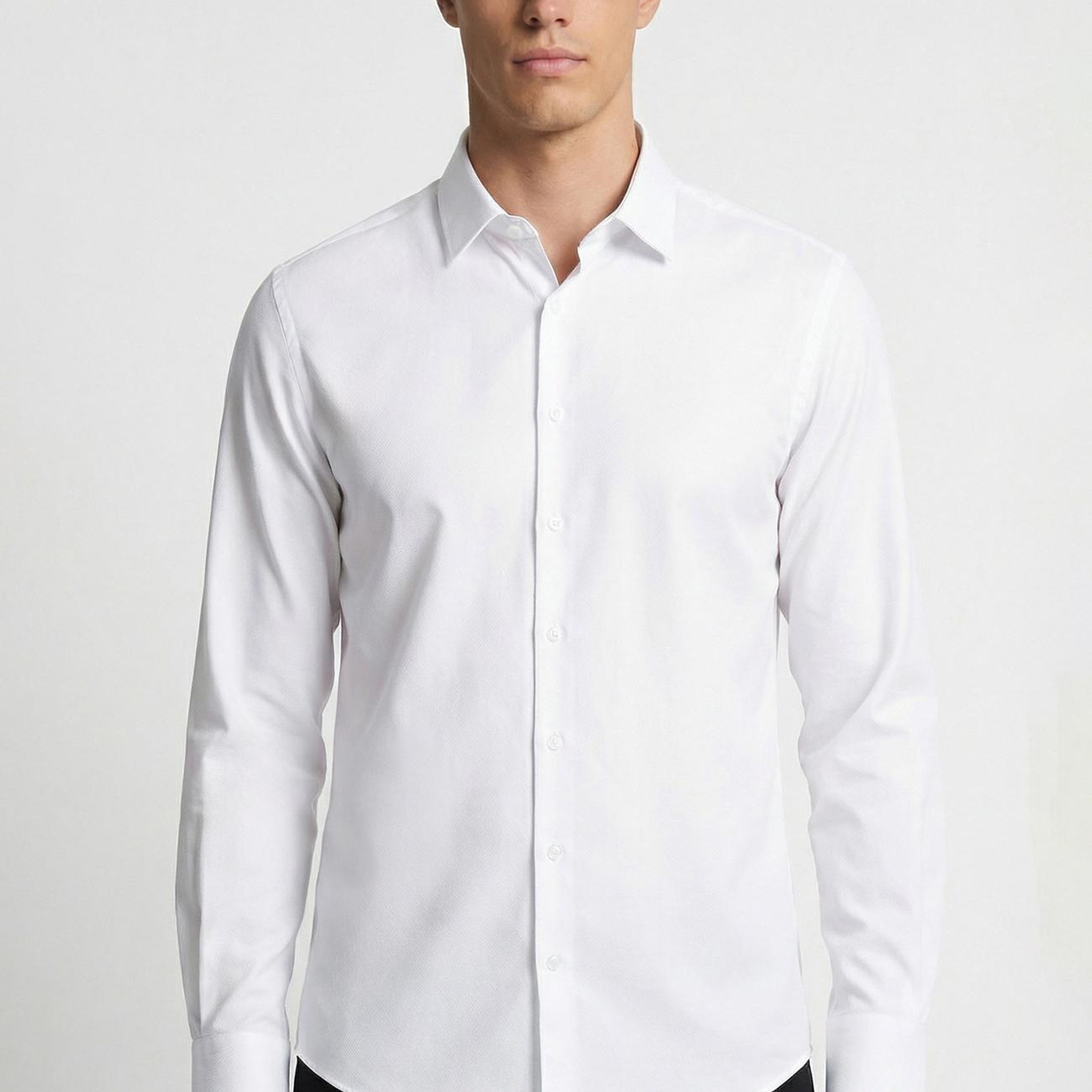 Network Erkek Slim Fit Beyaz Lycralı Cotton Petek Desen Gömlek