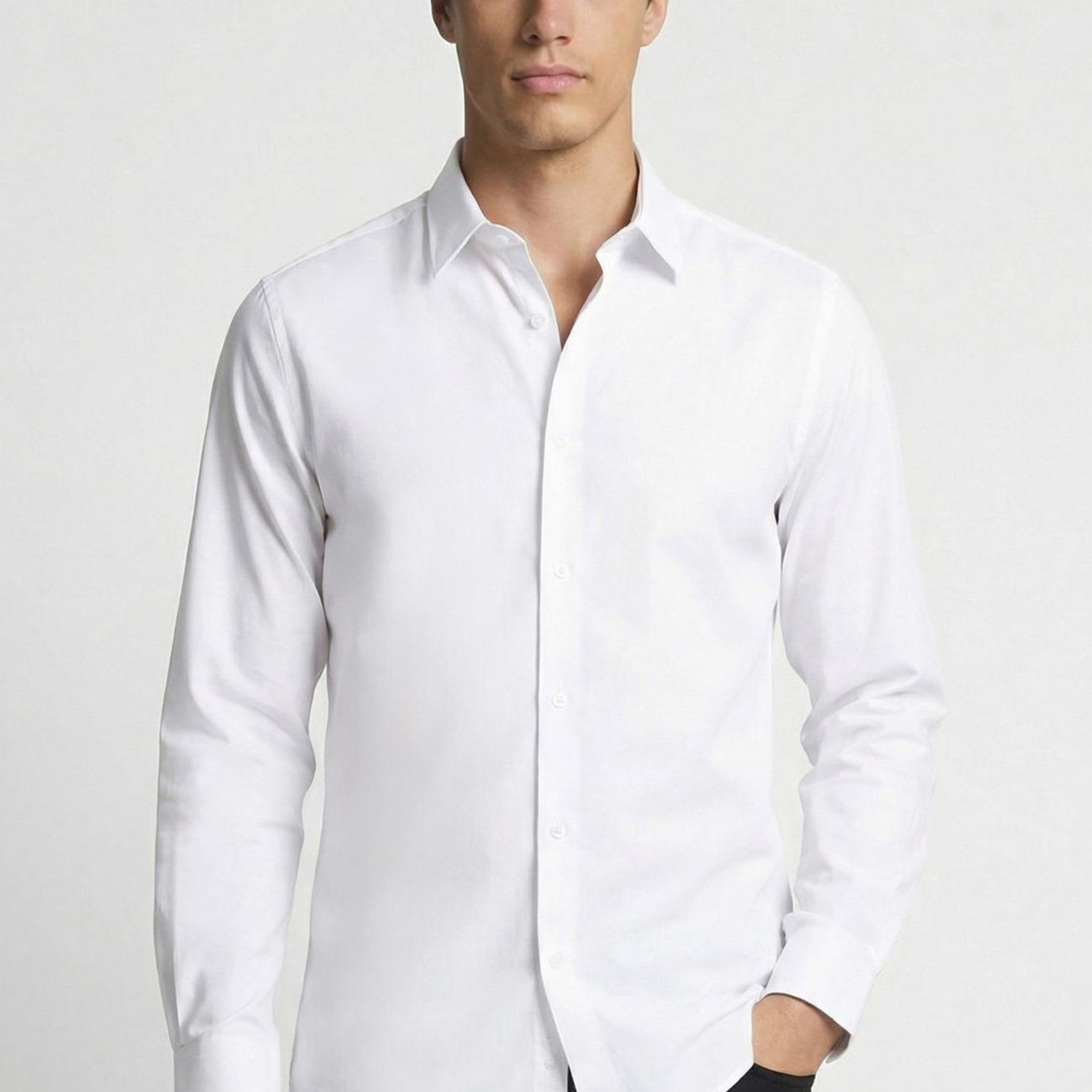 Network Erkek Slim Fit Beyaz Lycralı Cotton Petek Desen Gömlek