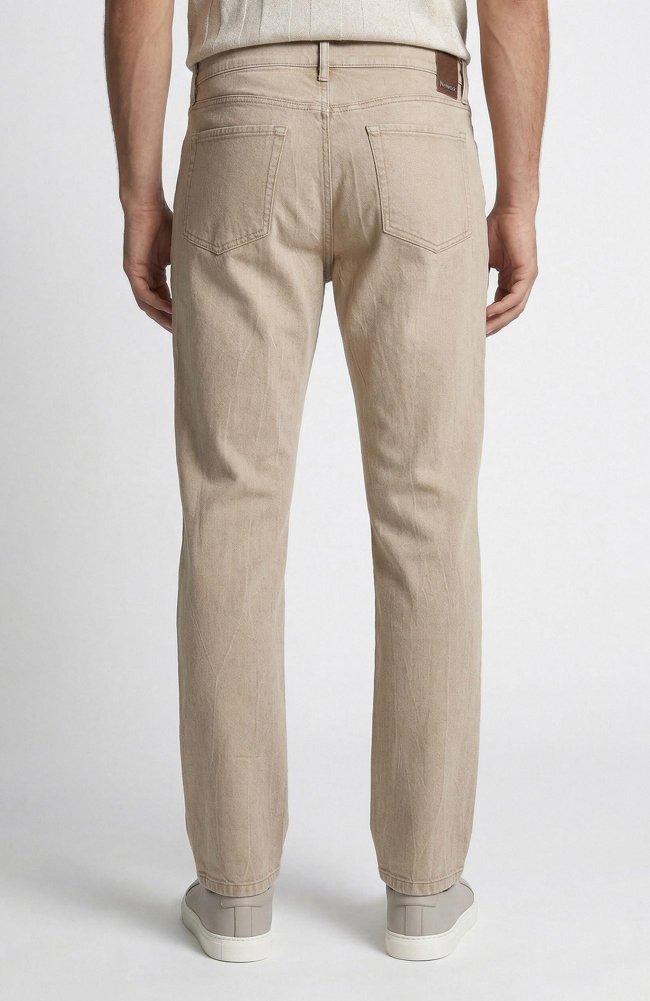 Network Erkek Bej Düz Paça Denim Pantolon
