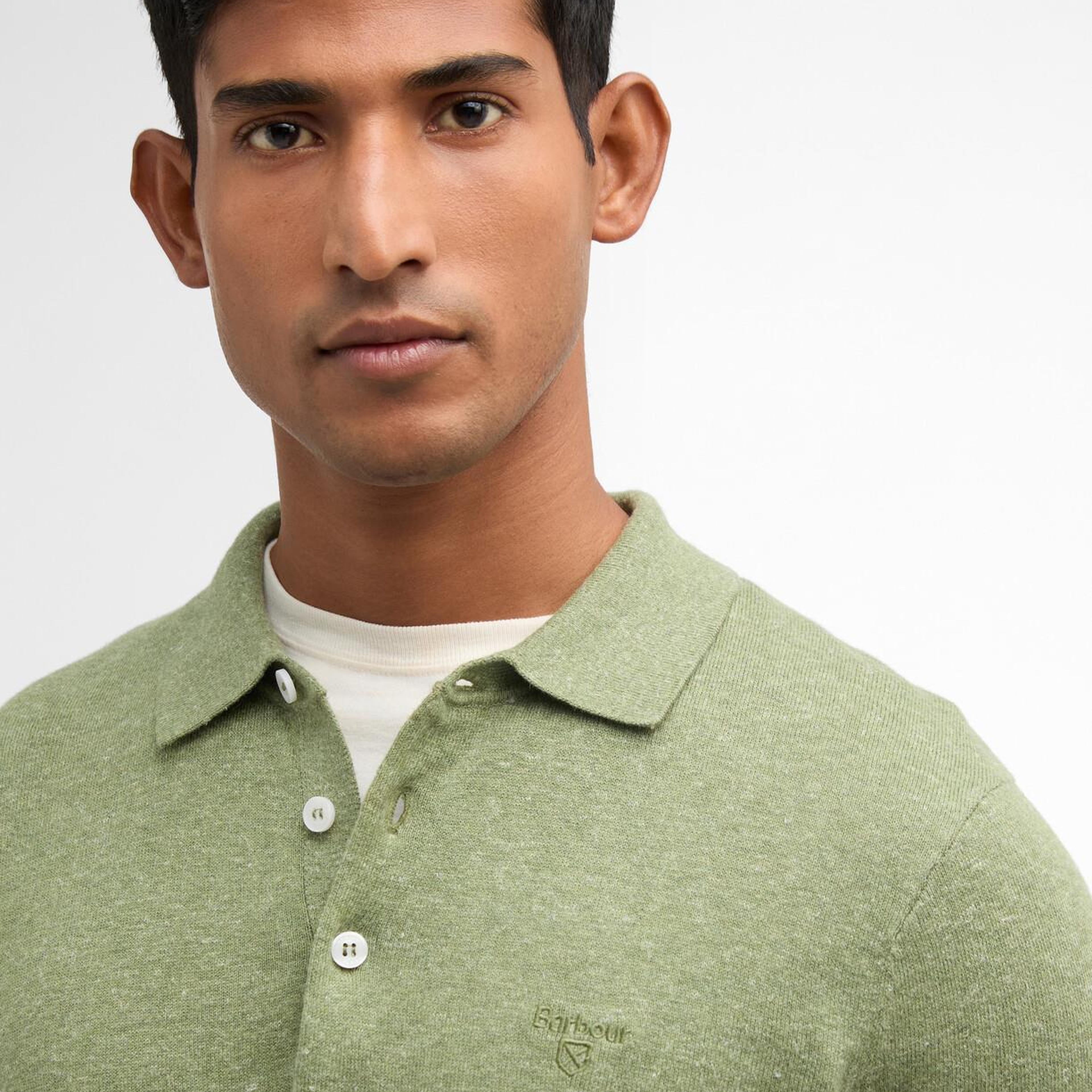 Barbour Muston Linen Blend Knitted Polo Yaka