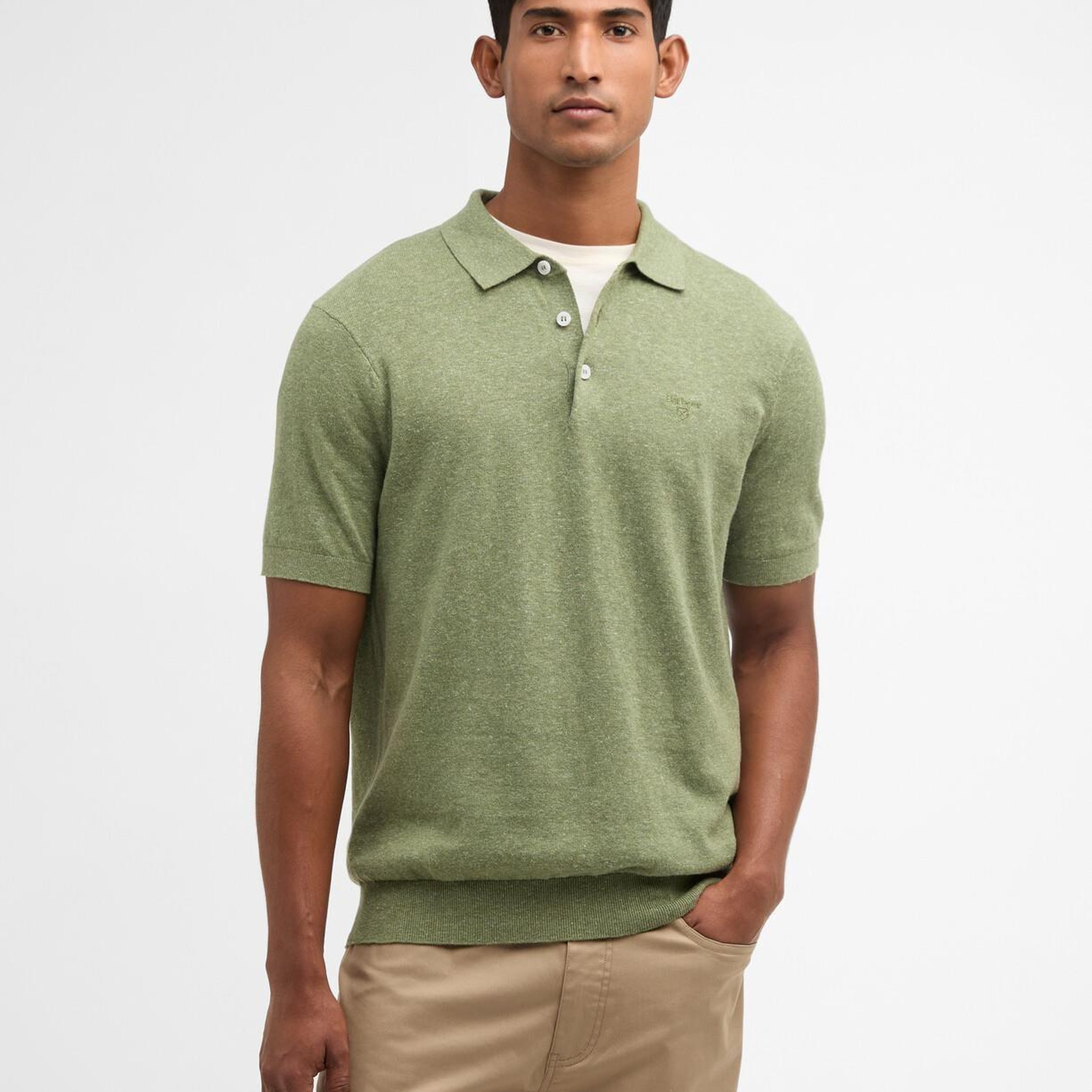 Barbour Muston Linen Blend Knitted Polo Yaka