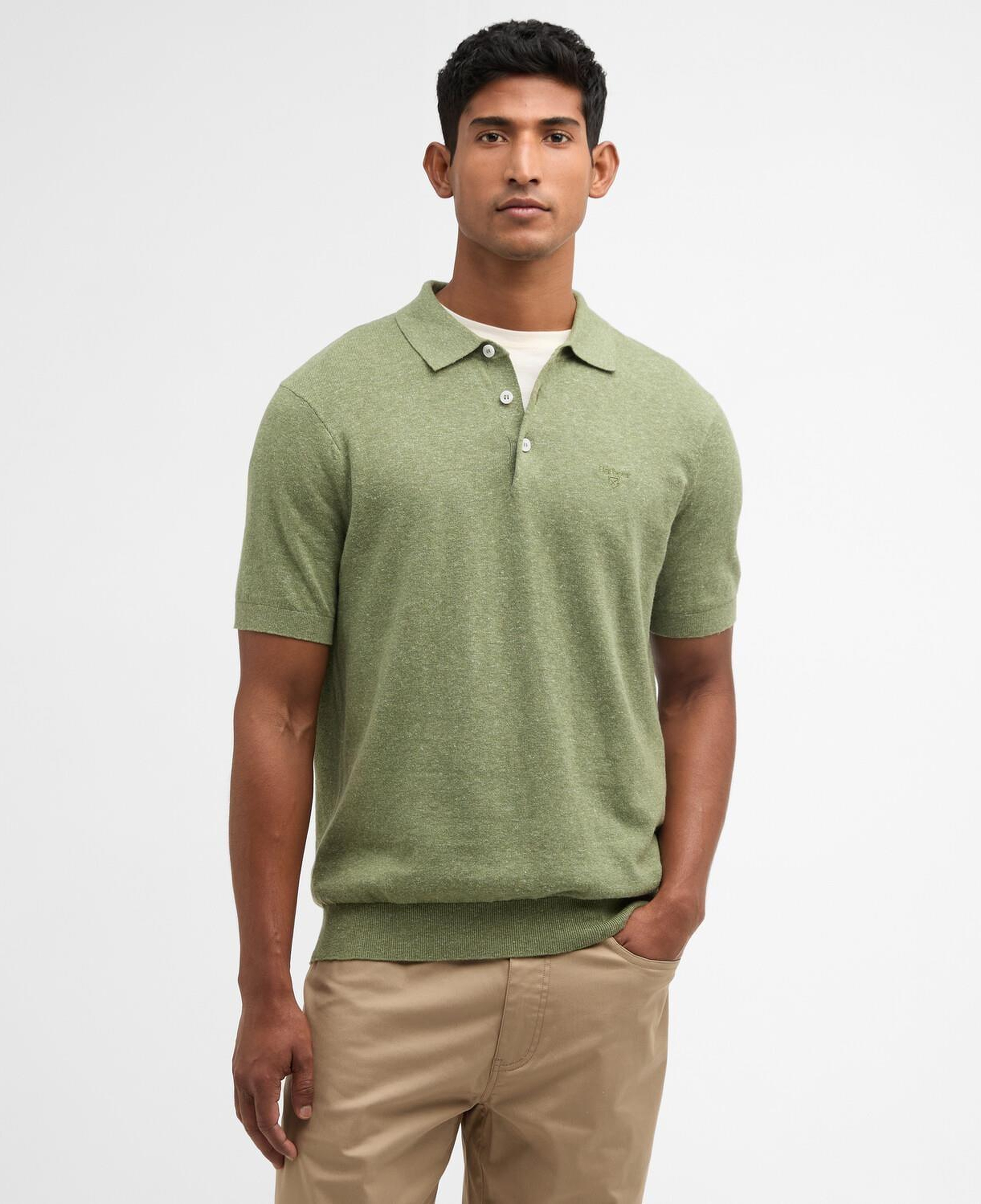 Barbour Muston Linen Blend Knitted Polo Yaka