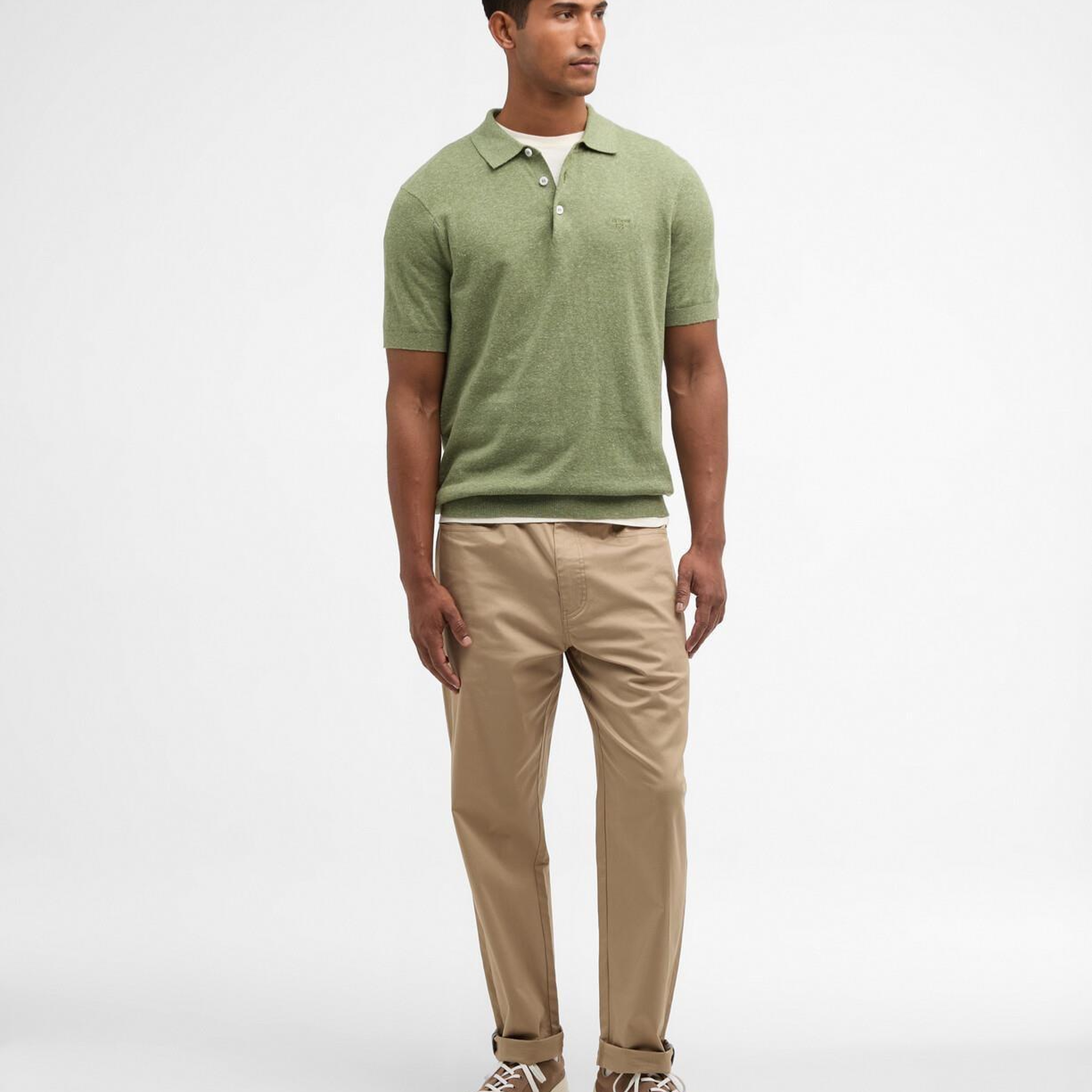 Barbour Muston Linen Blend Knitted Polo Yaka