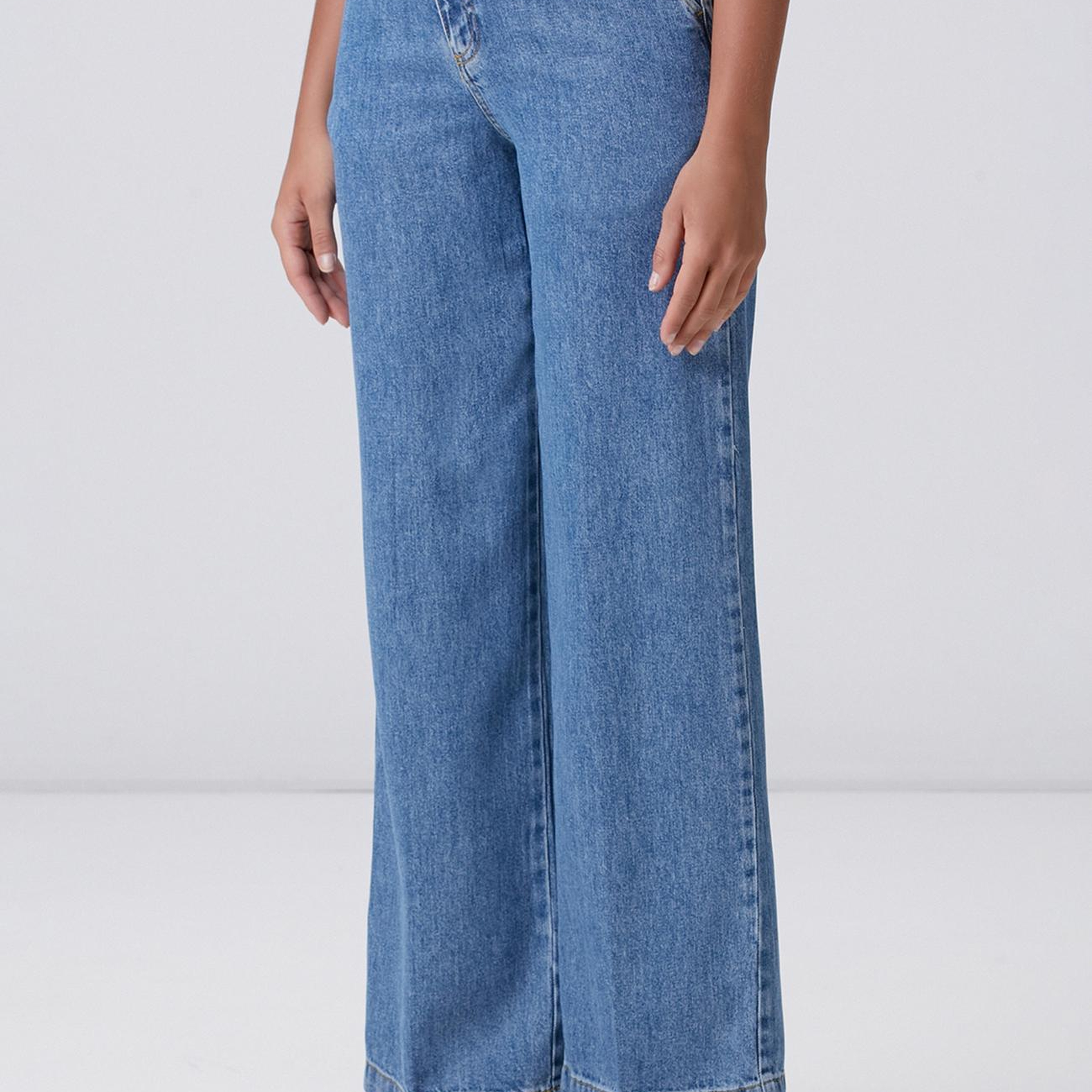 Network Kadın İndigo Mavi Wide Straight Tencel Denim Pantolon