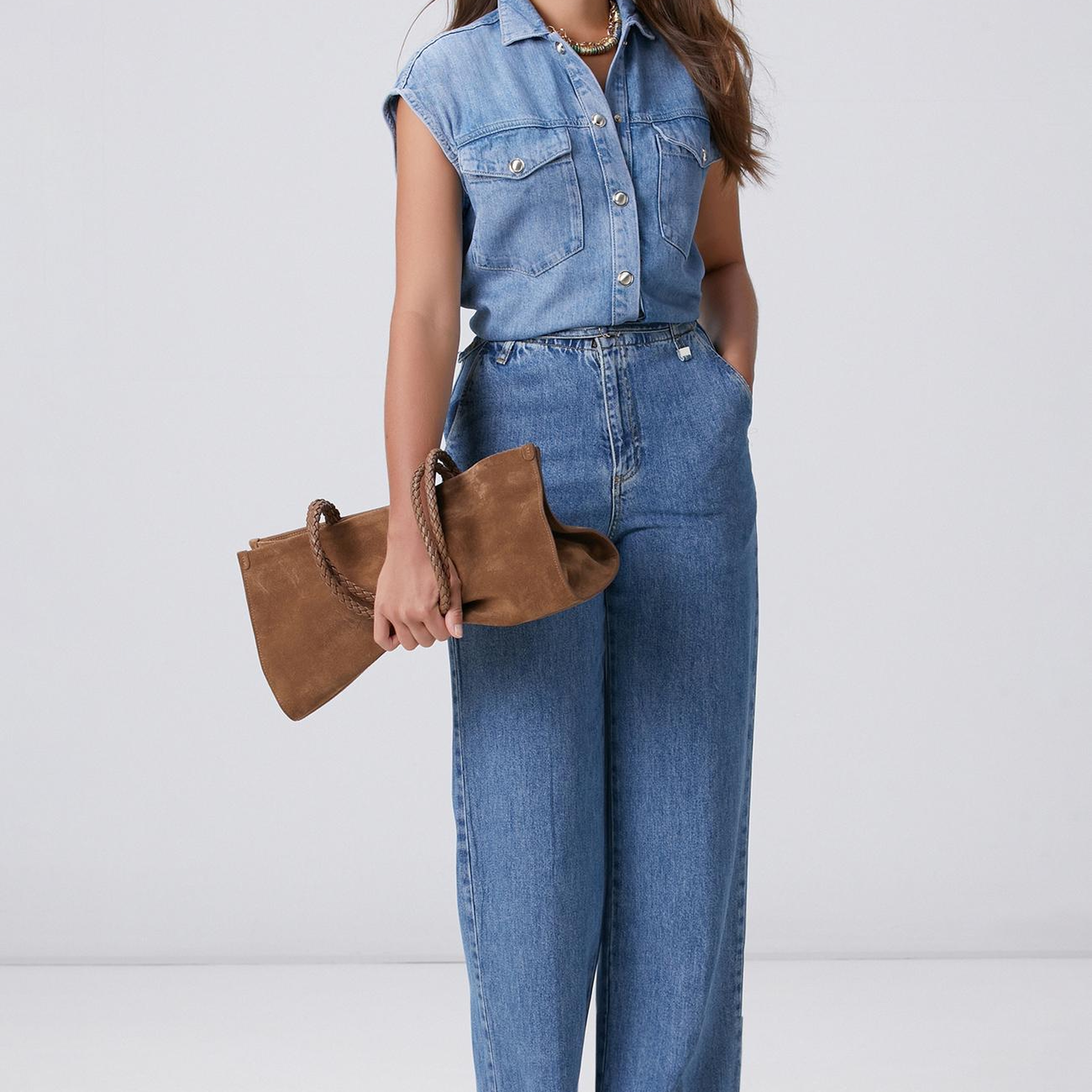 Network Kadın İndigo Mavi Wide Straight Tencel Denim Pantolon