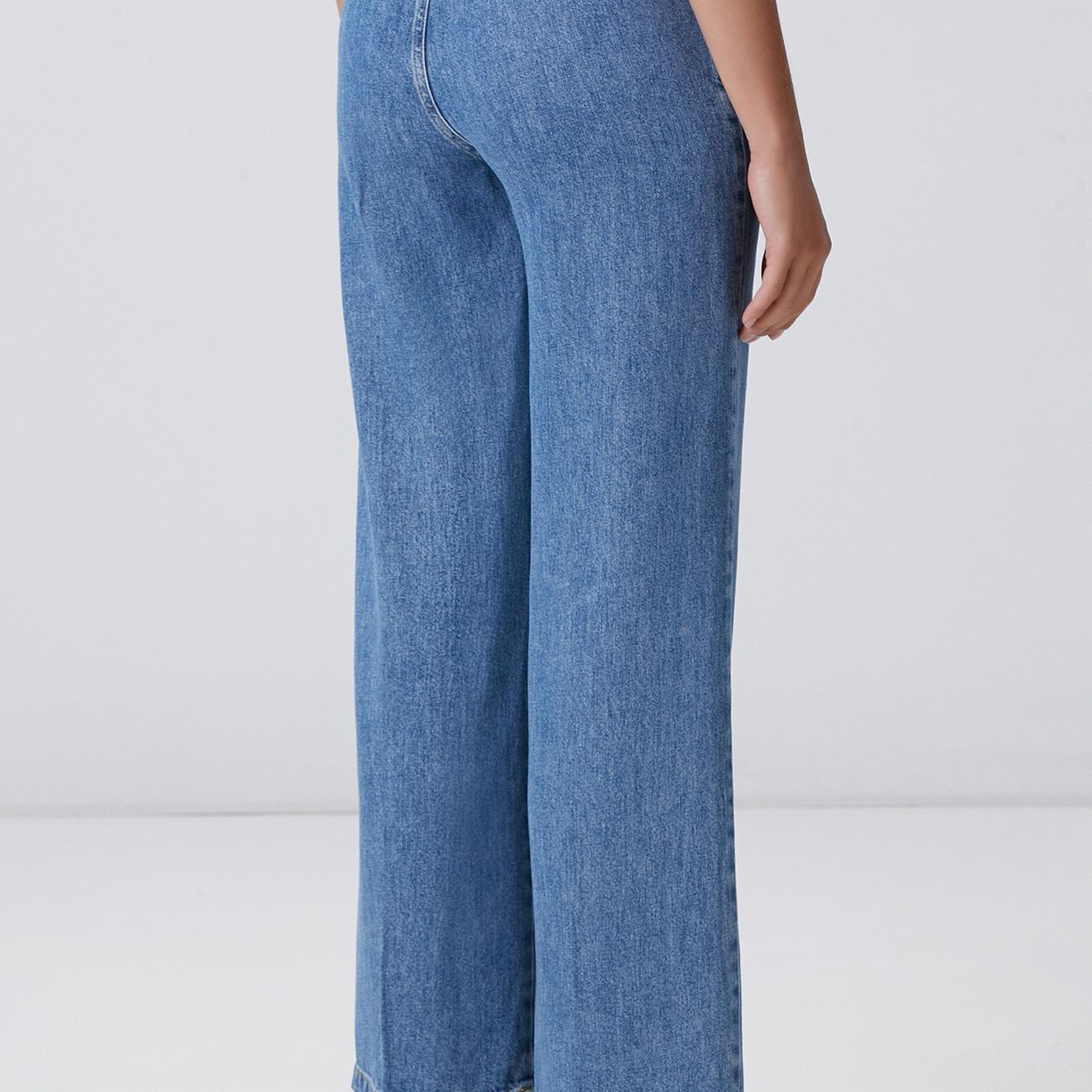 Network Kadın İndigo Mavi Wide Straight Tencel Denim Pantolon