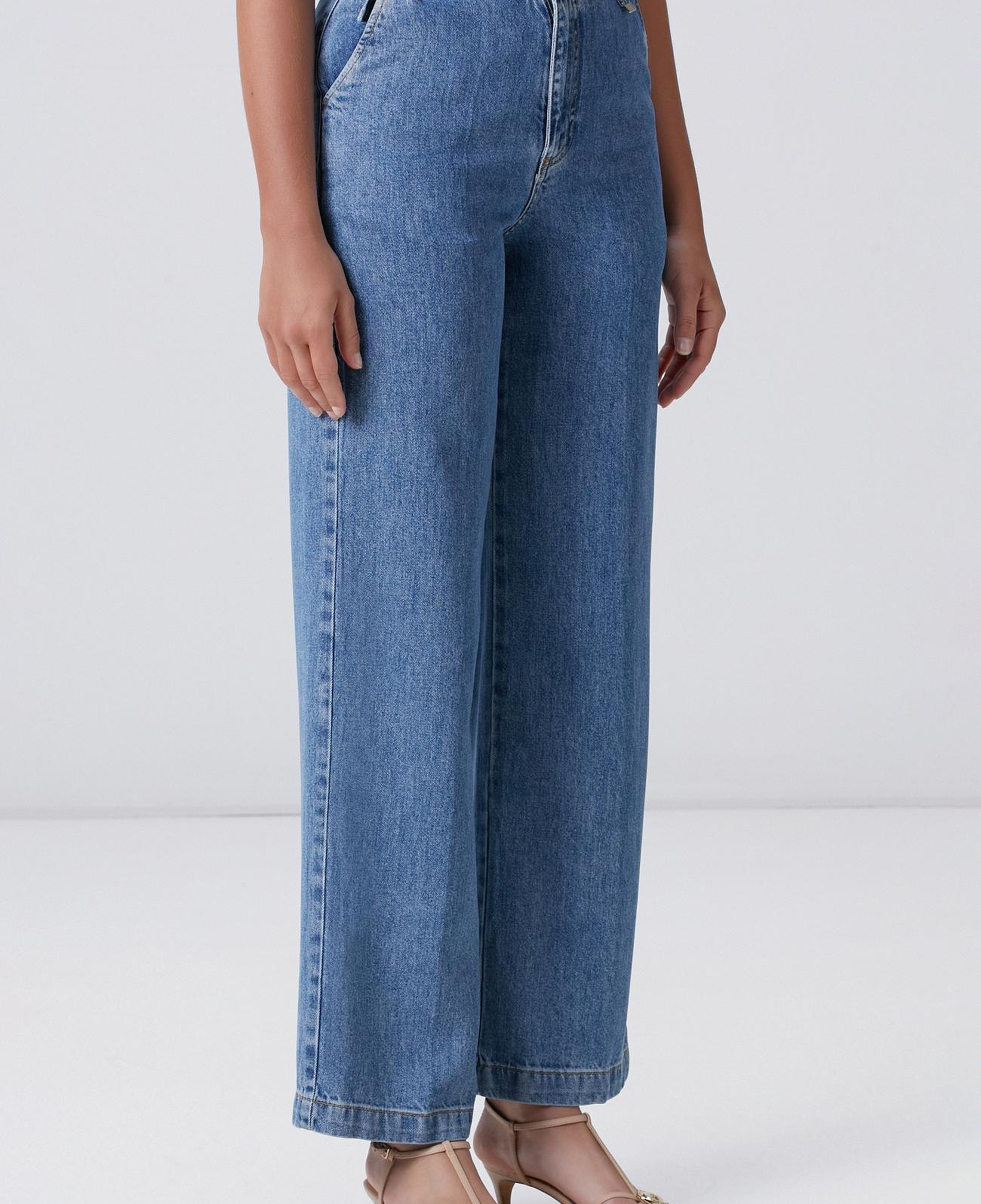 Network Kadın İndigo Mavi Wide Straight Tencel Denim Pantolon