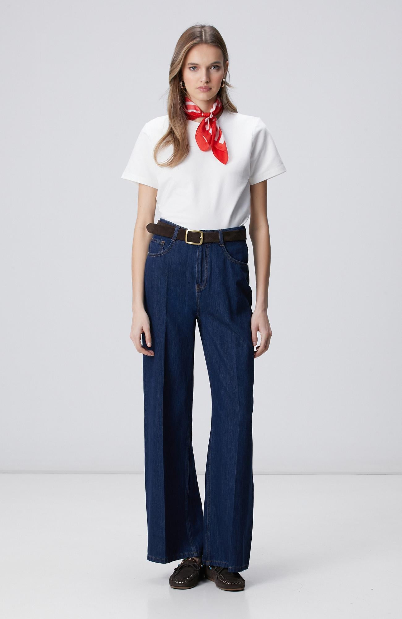 Network Kadın Lacivert Wide Leg Denim Pantolon