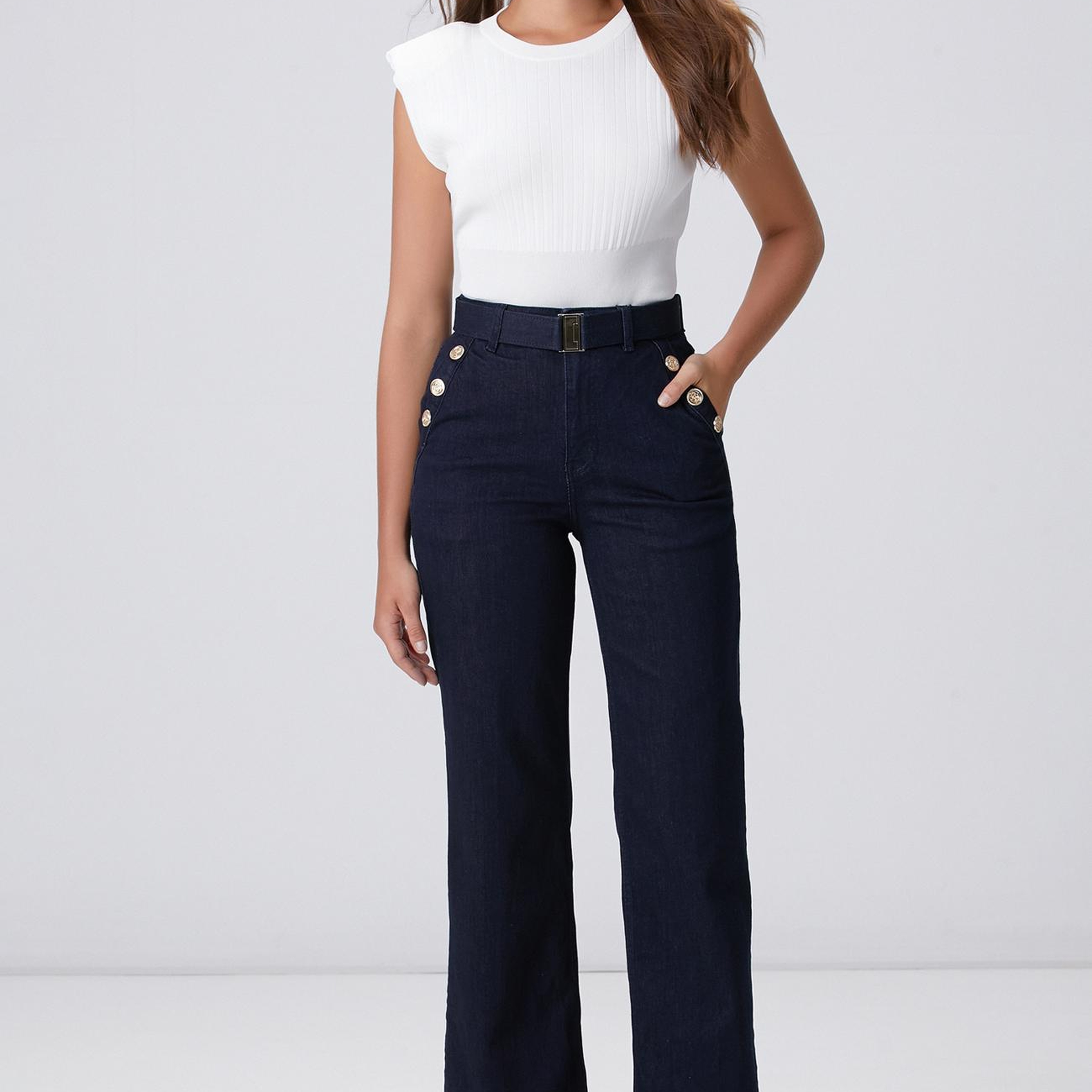 Network Kadın Lacivert Wide Straight Tencel Denim Pantolon