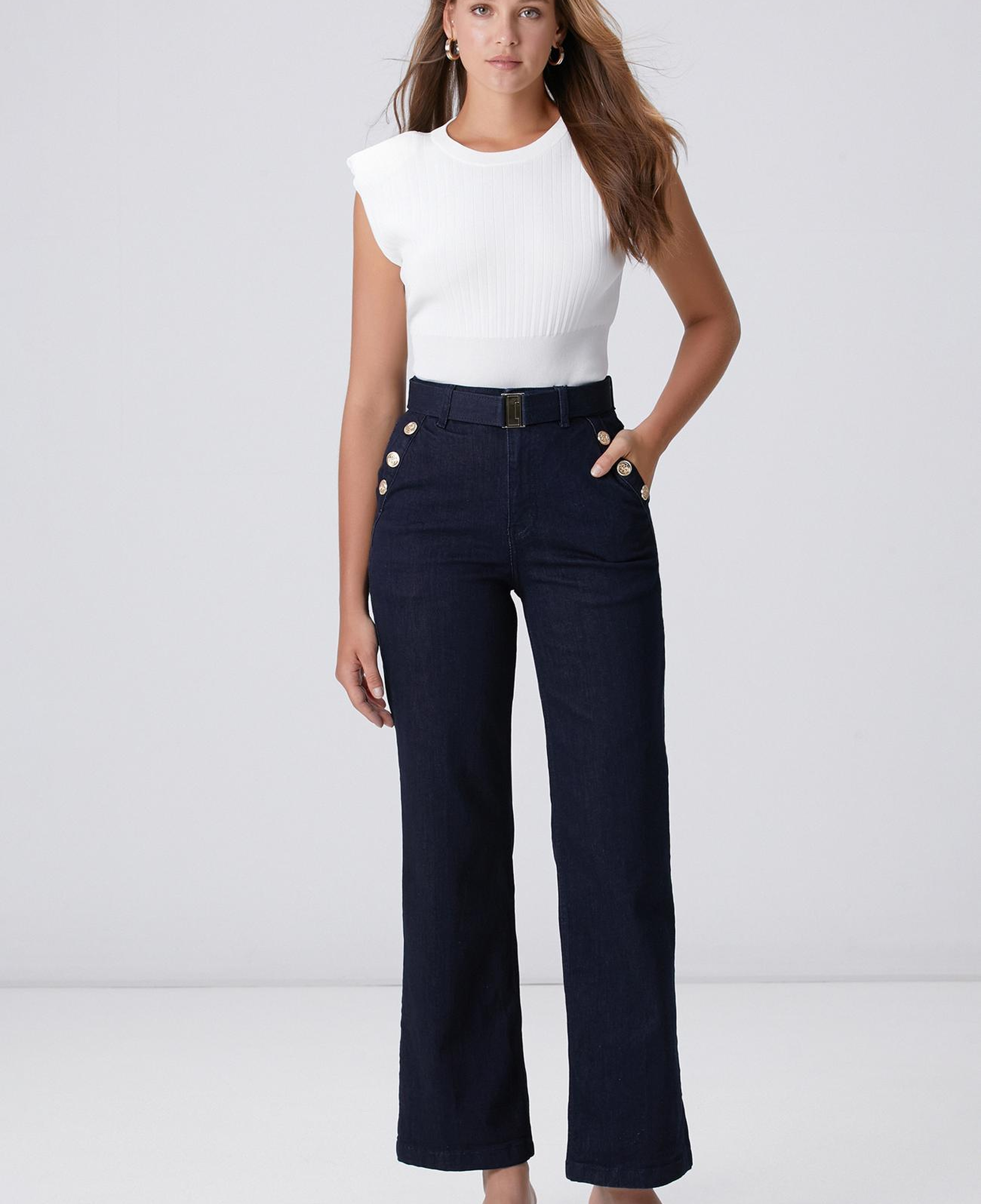 Network Kadın Lacivert Wide Straight Tencel Denim Pantolon