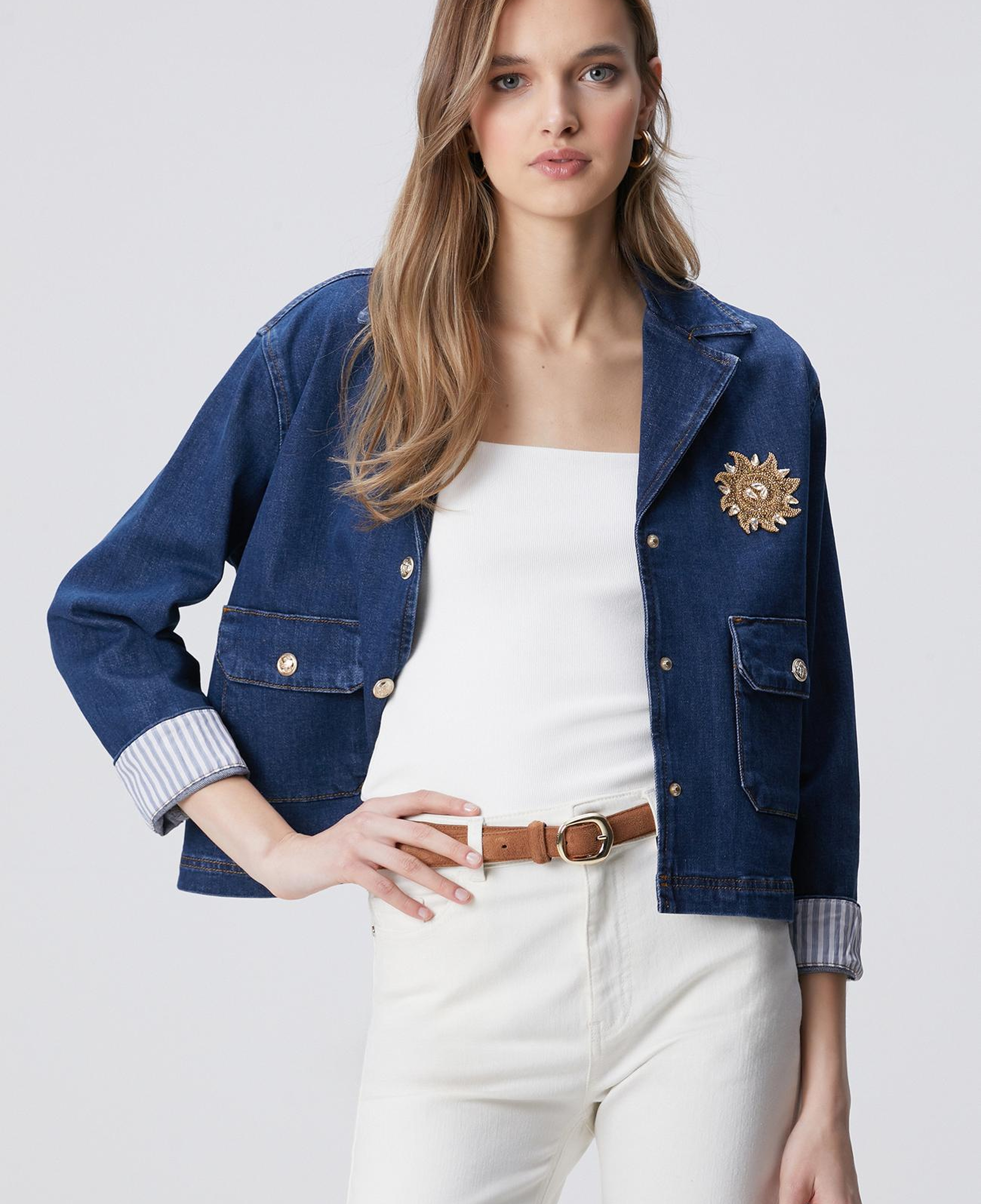 Network Kadın Koyu Mavi İndigo Çıtçıt Kapatma Denim Ceket