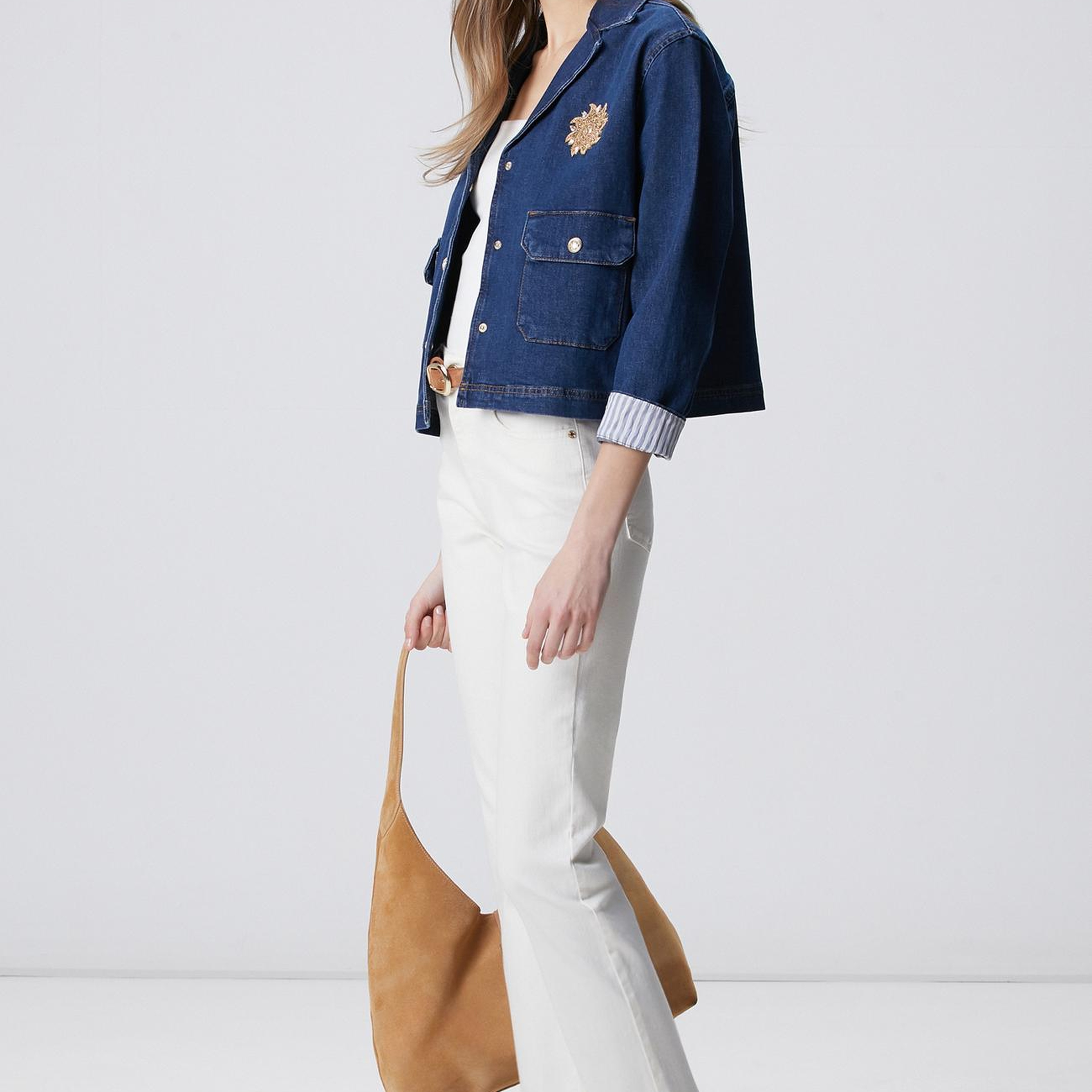 Network Kadın Koyu Mavi İndigo Çıtçıt Kapatma Denim Ceket