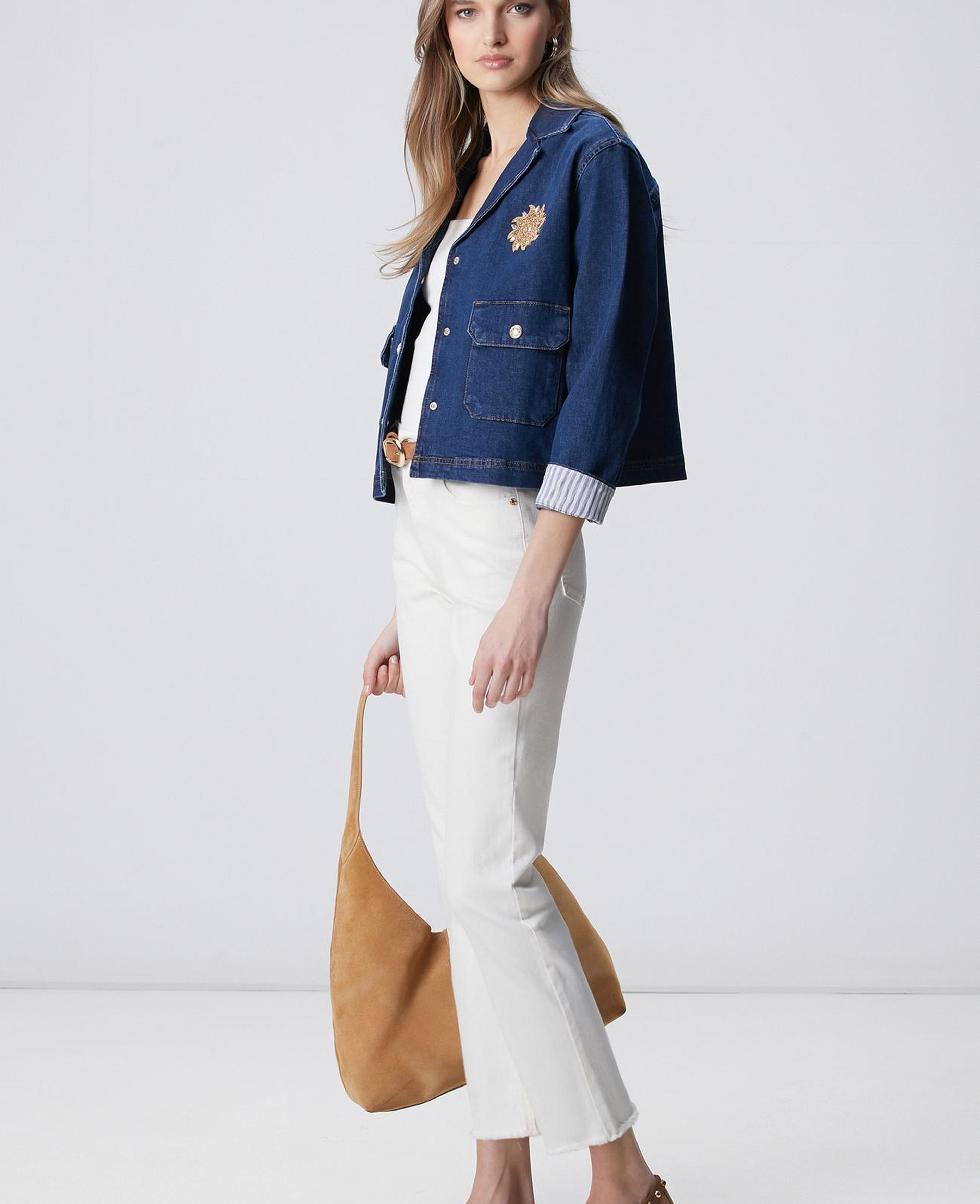 Network Kadın Koyu Mavi İndigo Çıtçıt Kapatma Denim Ceket