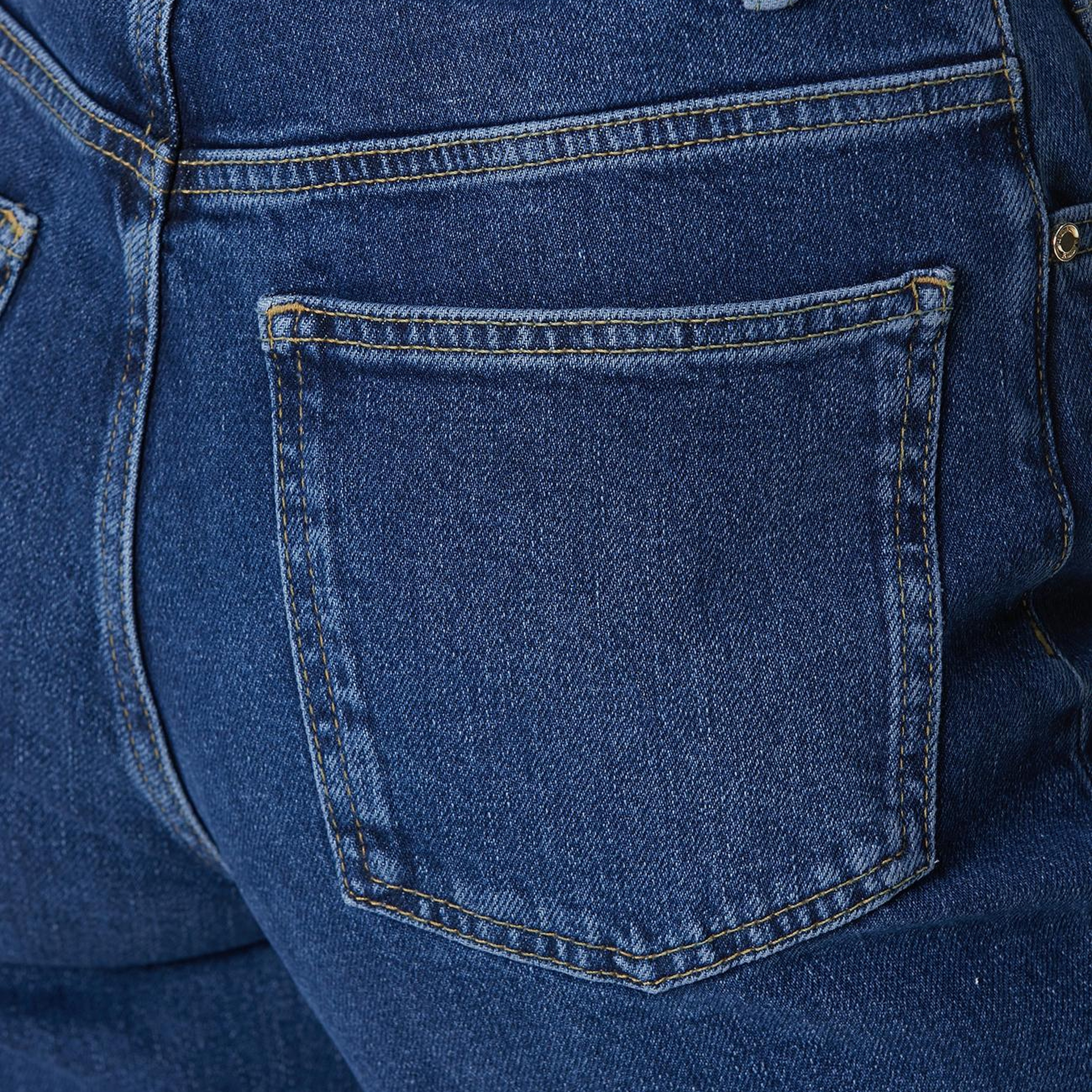 Network Kadın İndigo Geniş Paça Detaylı Denim Pantolon