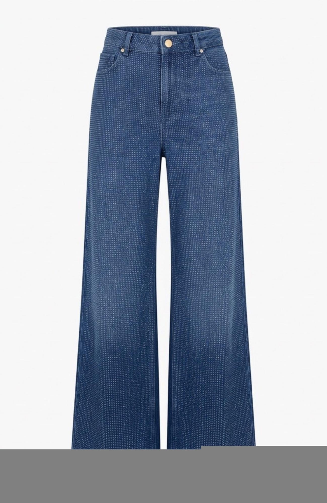 Network Kadın Indigo Taş Baskılı Denim Pantolon