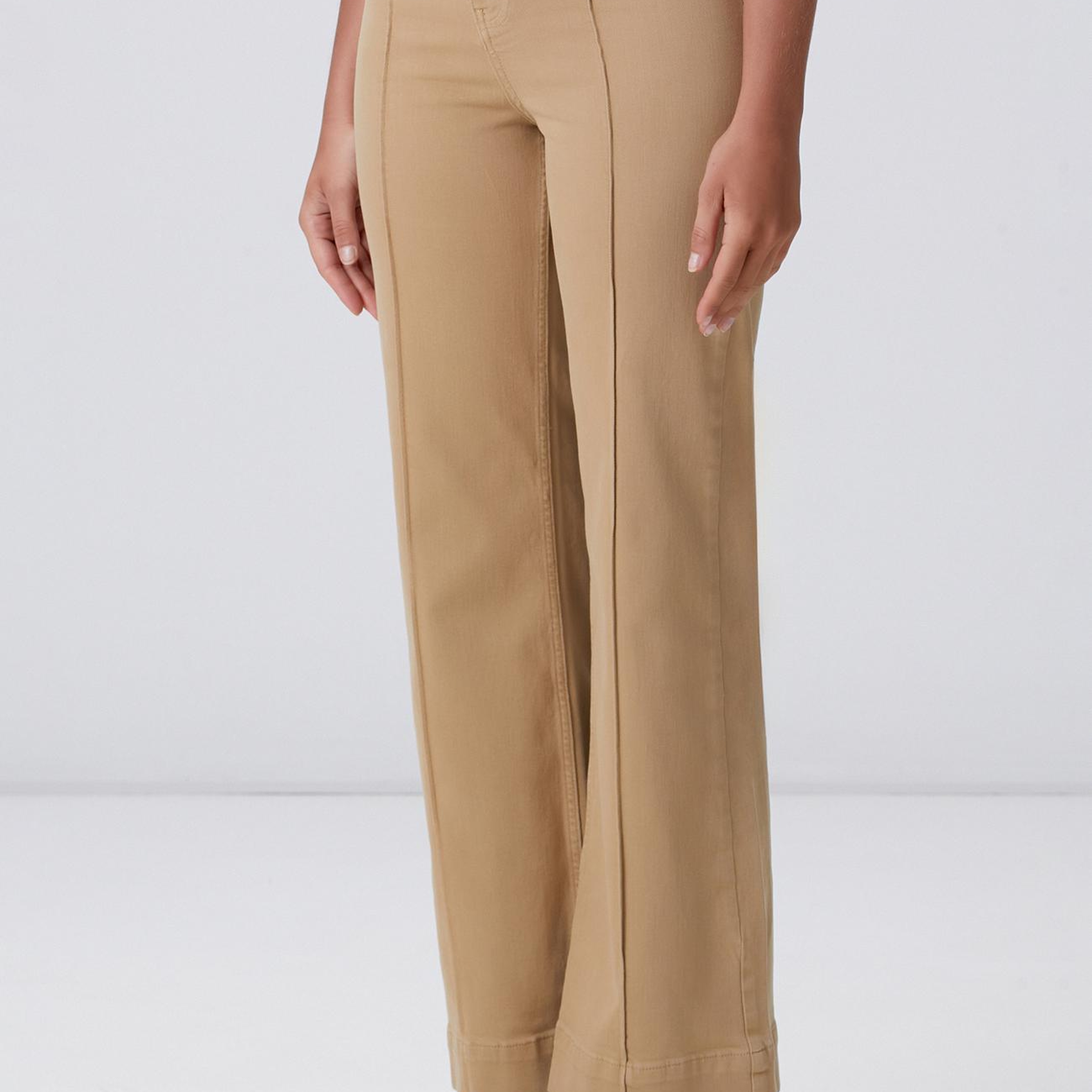 Network Kadın Bej Wide Straight Tencel Denim Pantolon