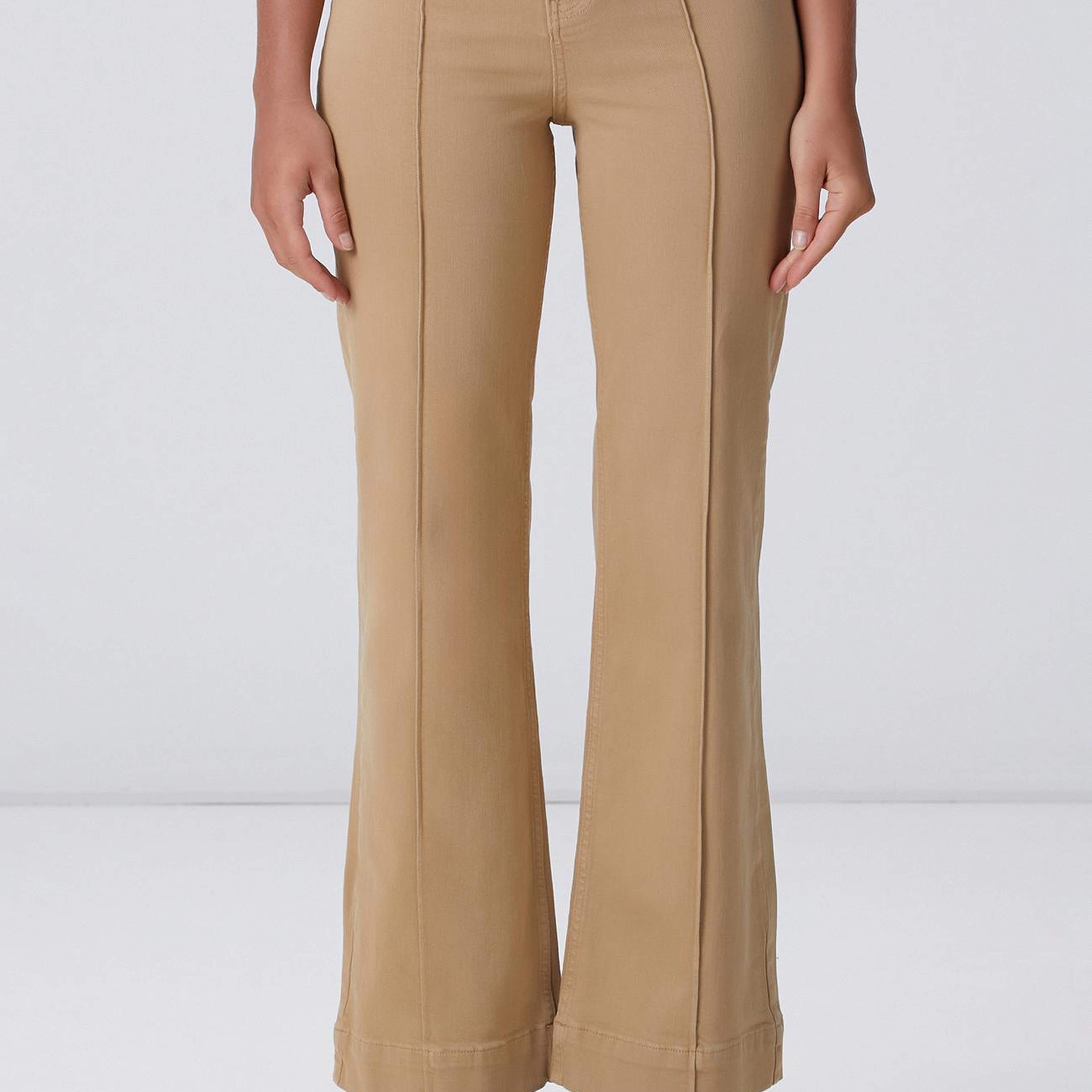 Network Kadın Bej Wide Straight Tencel Denim Pantolon