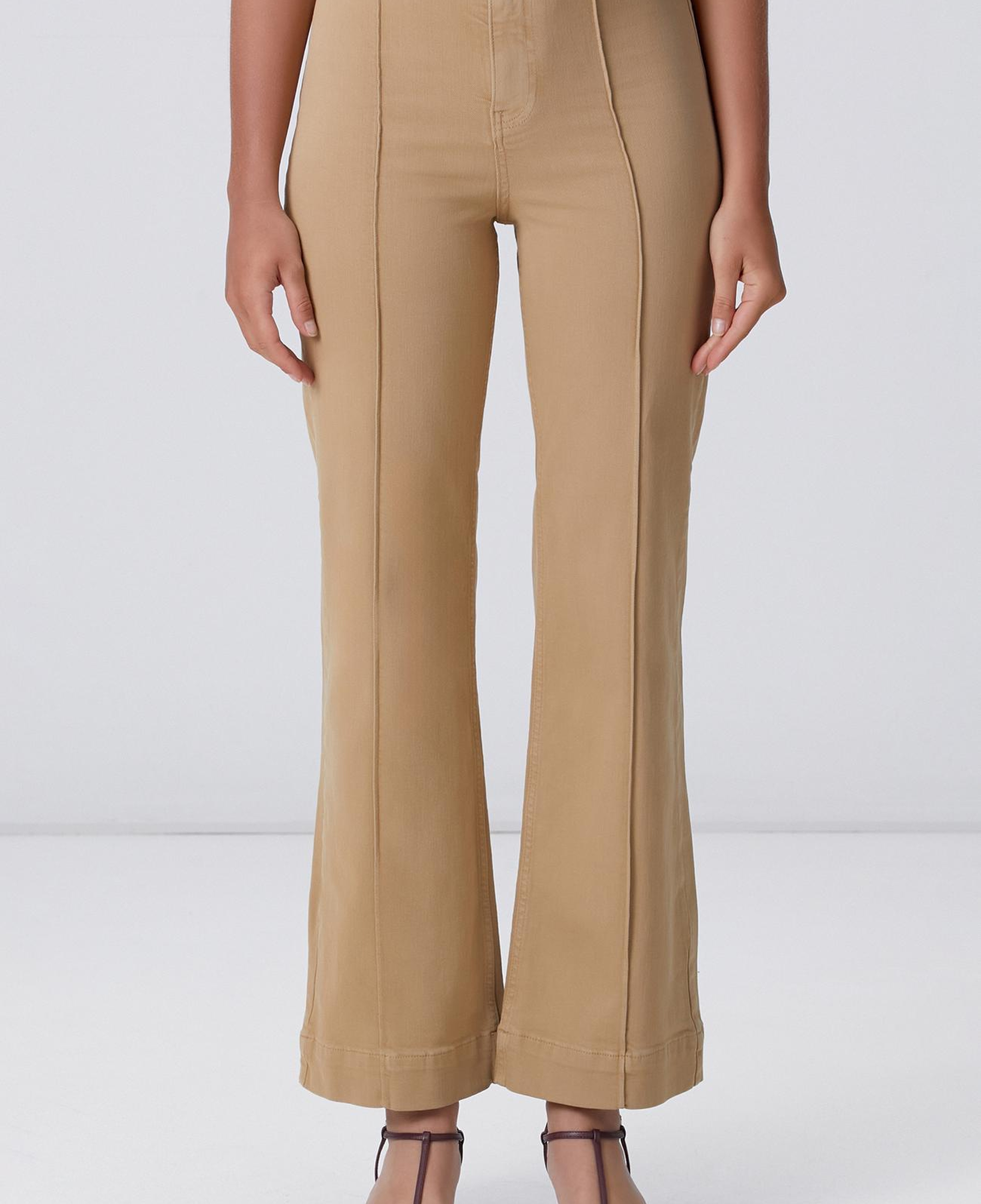 Network Kadın Bej Wide Straight Tencel Denim Pantolon