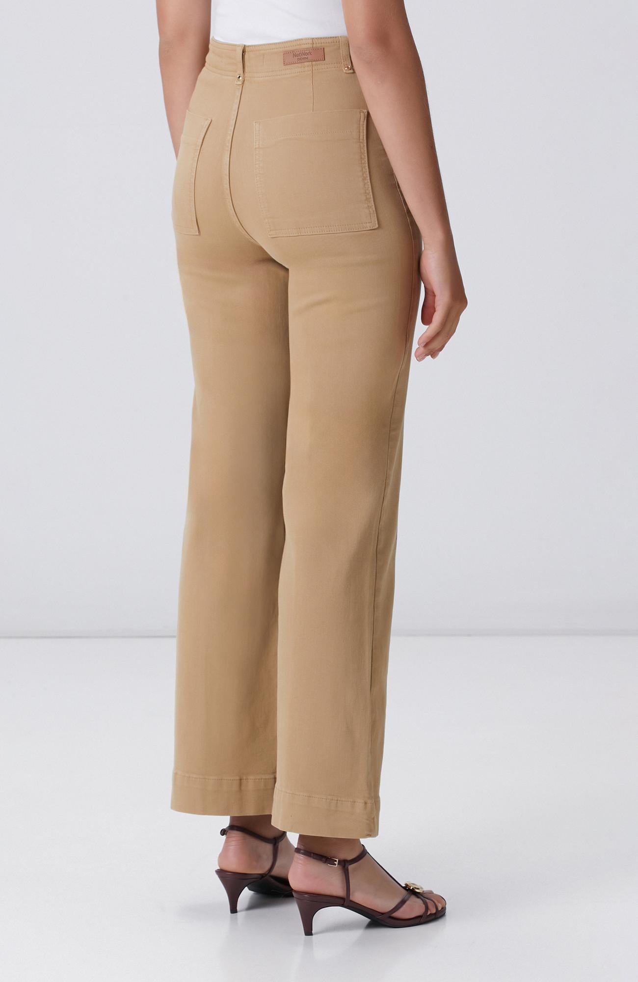 Network Kadın Bej Wide Straight Tencel Denim Pantolon