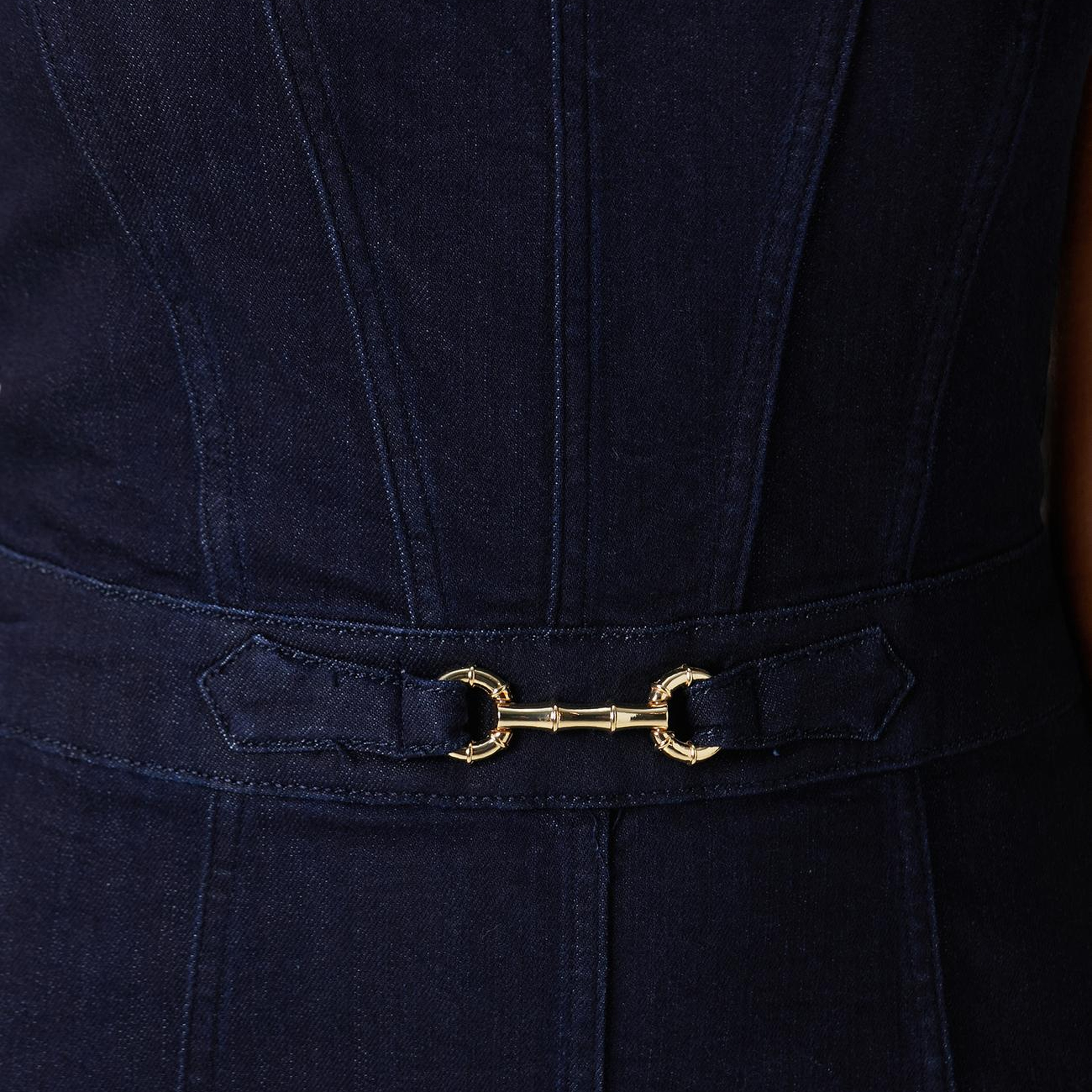 Network Kadın Koyu İndigo Mavi Toka Detaylı Mini Denim Elbise