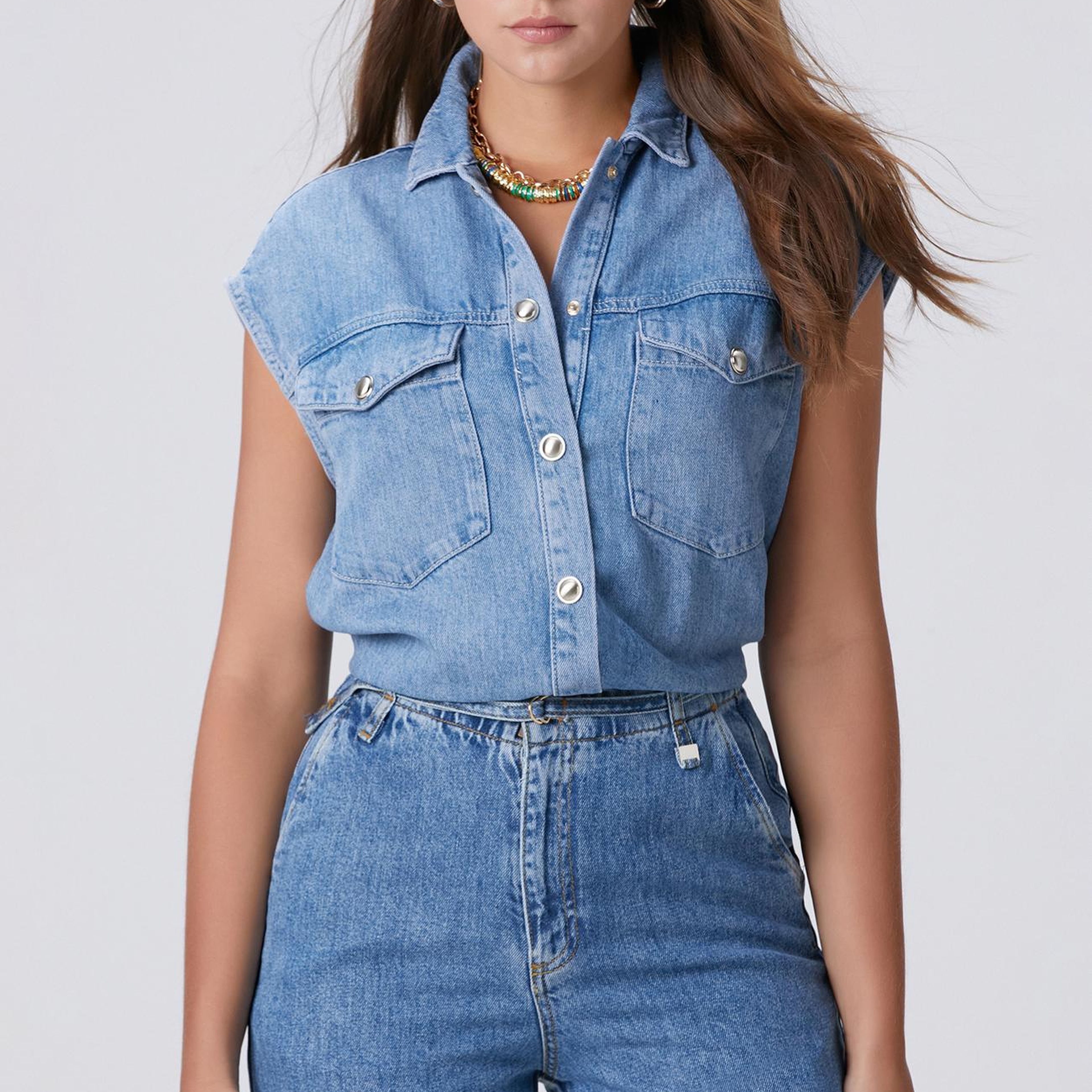 Network Kadın Indigo Tencel Denim Gömlek