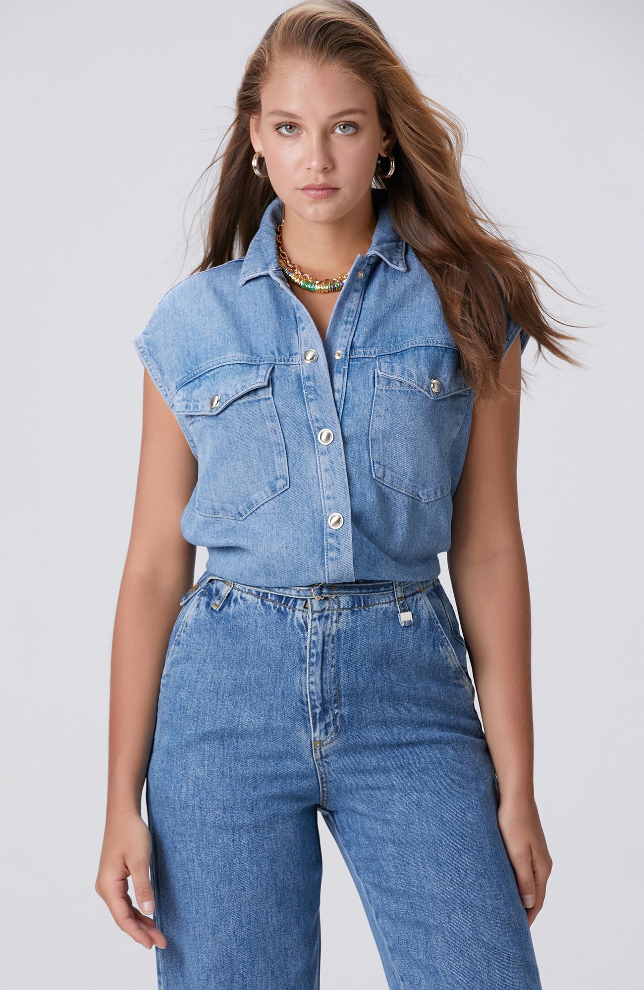 Network Kadın Indigo Tencel Denim Gömlek