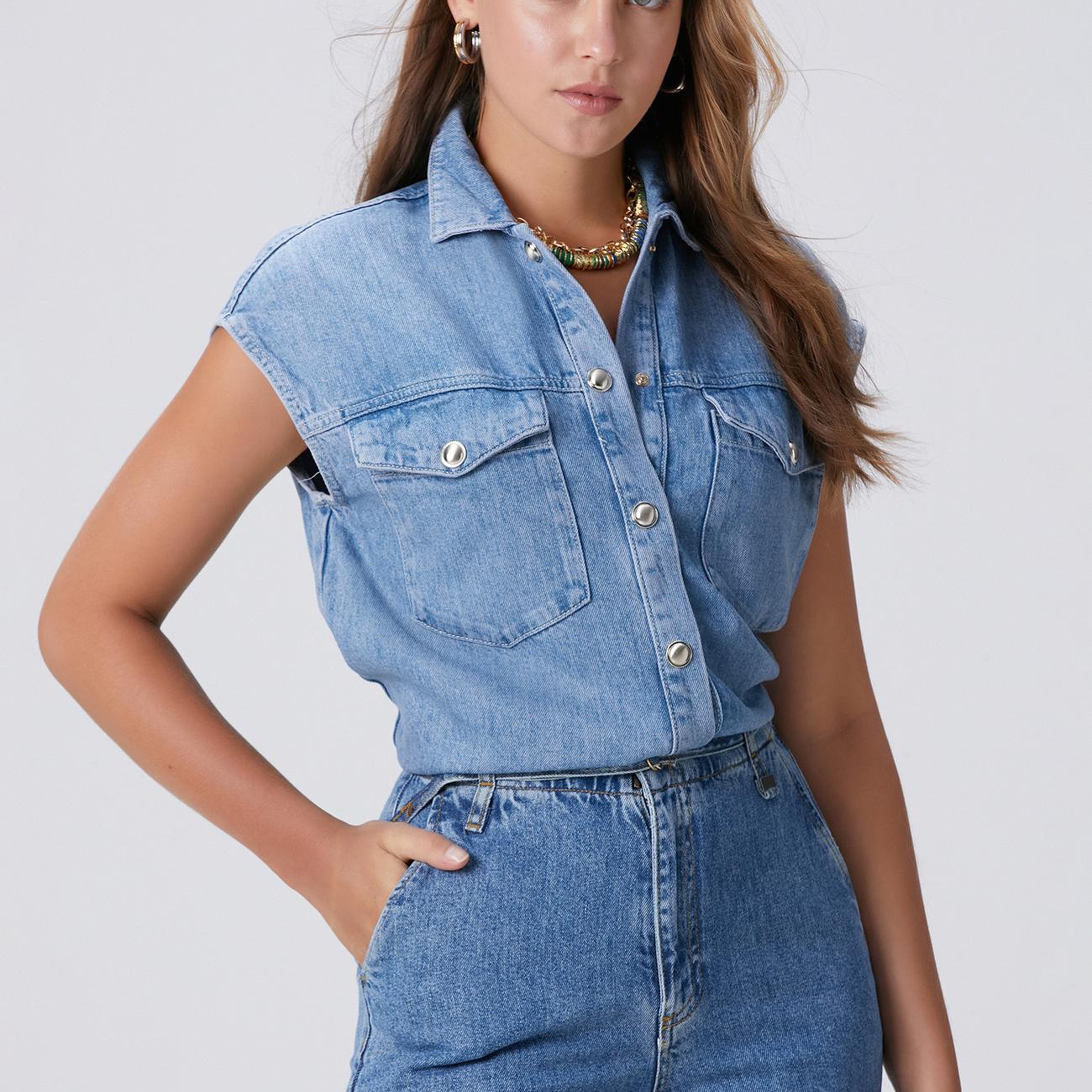 Network Kadın Indigo Tencel Denim Gömlek
