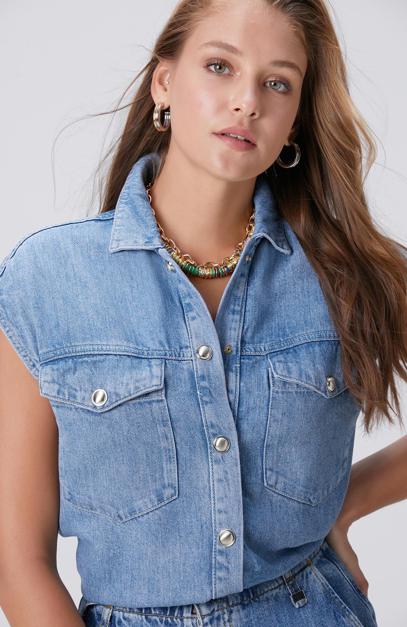 Network Kadın Indigo Tencel Denim Gömlek