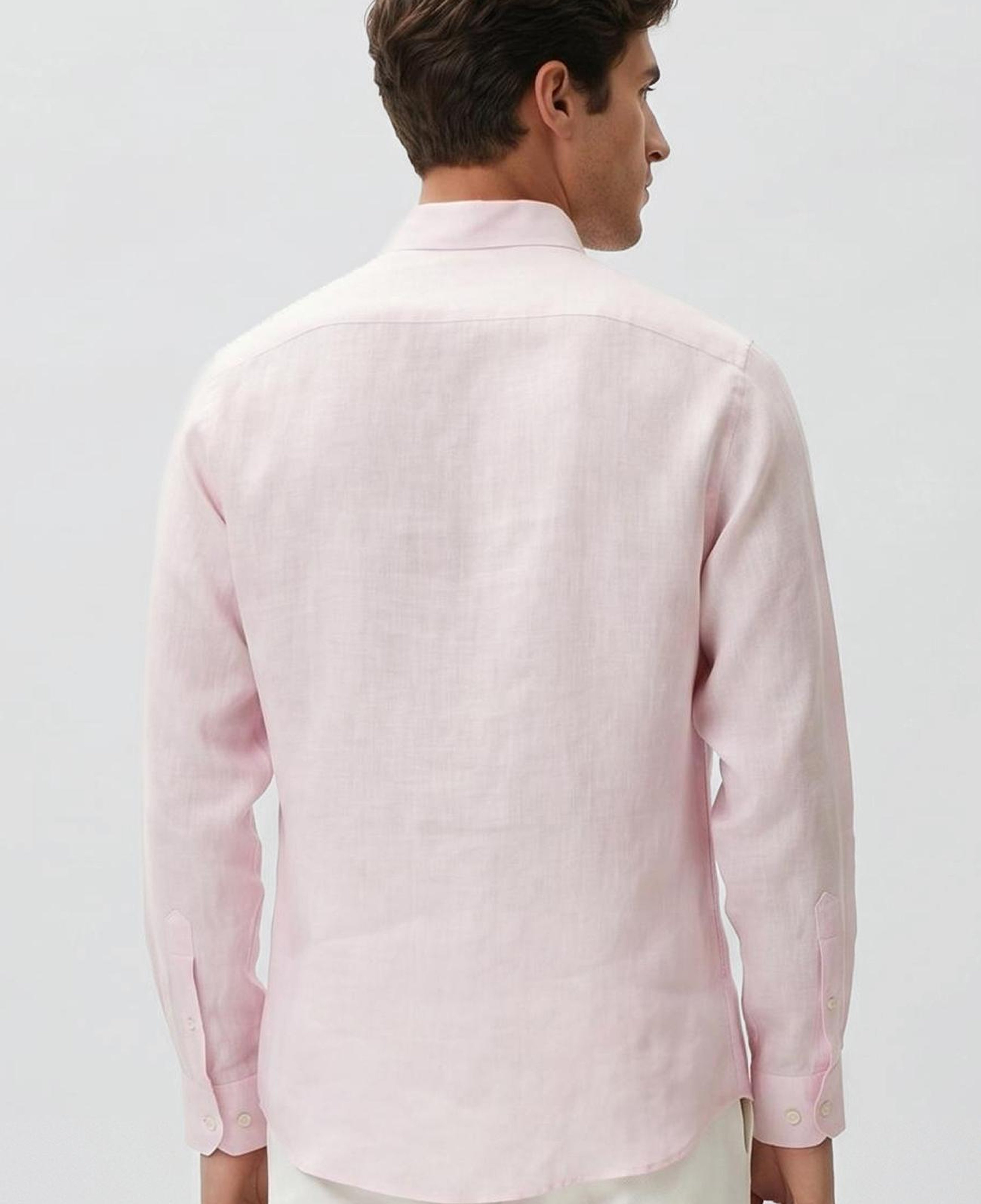 Network Erkek Pembe Keten Gömlek