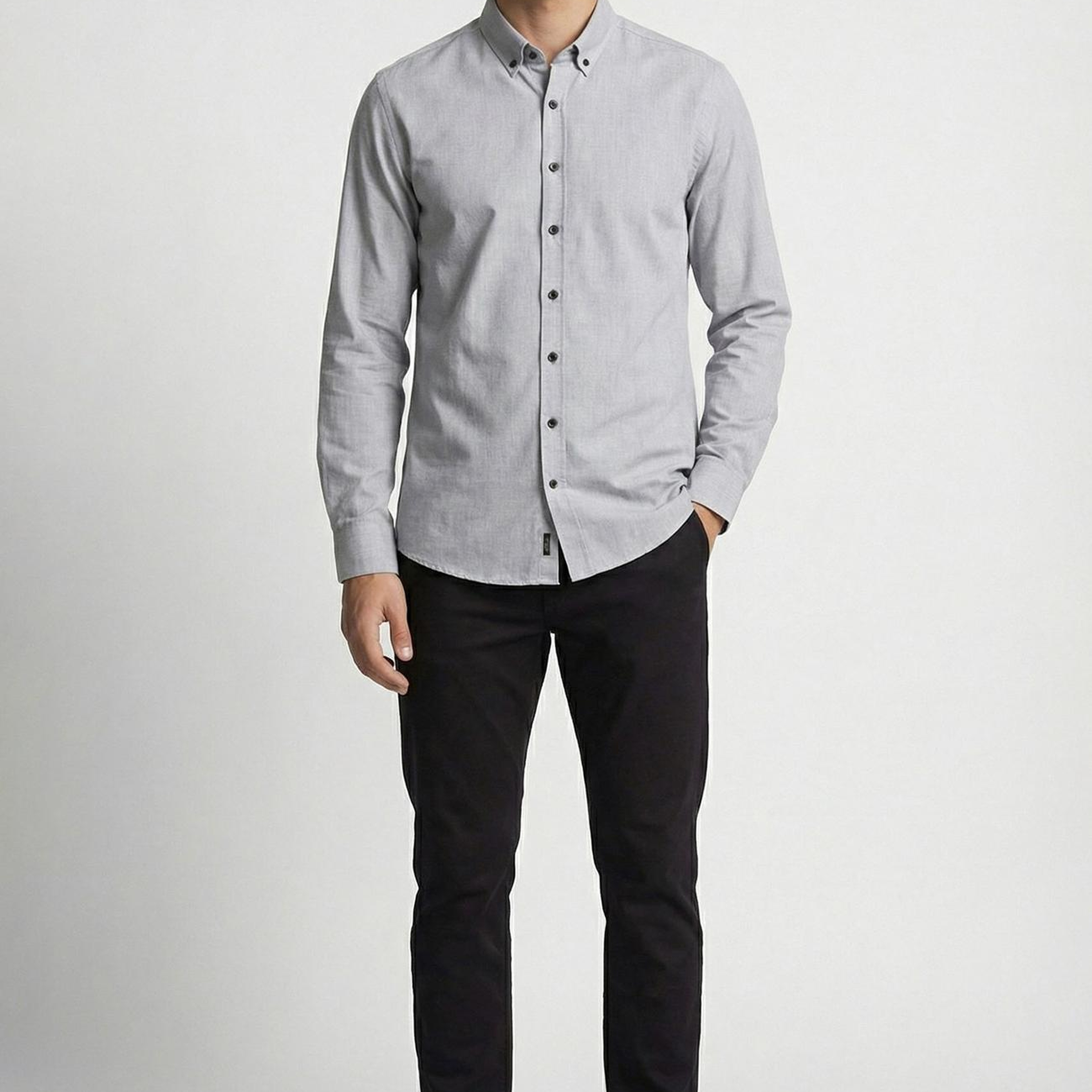 Network Erkek Slim Fit Siyah Oxford Gömlek