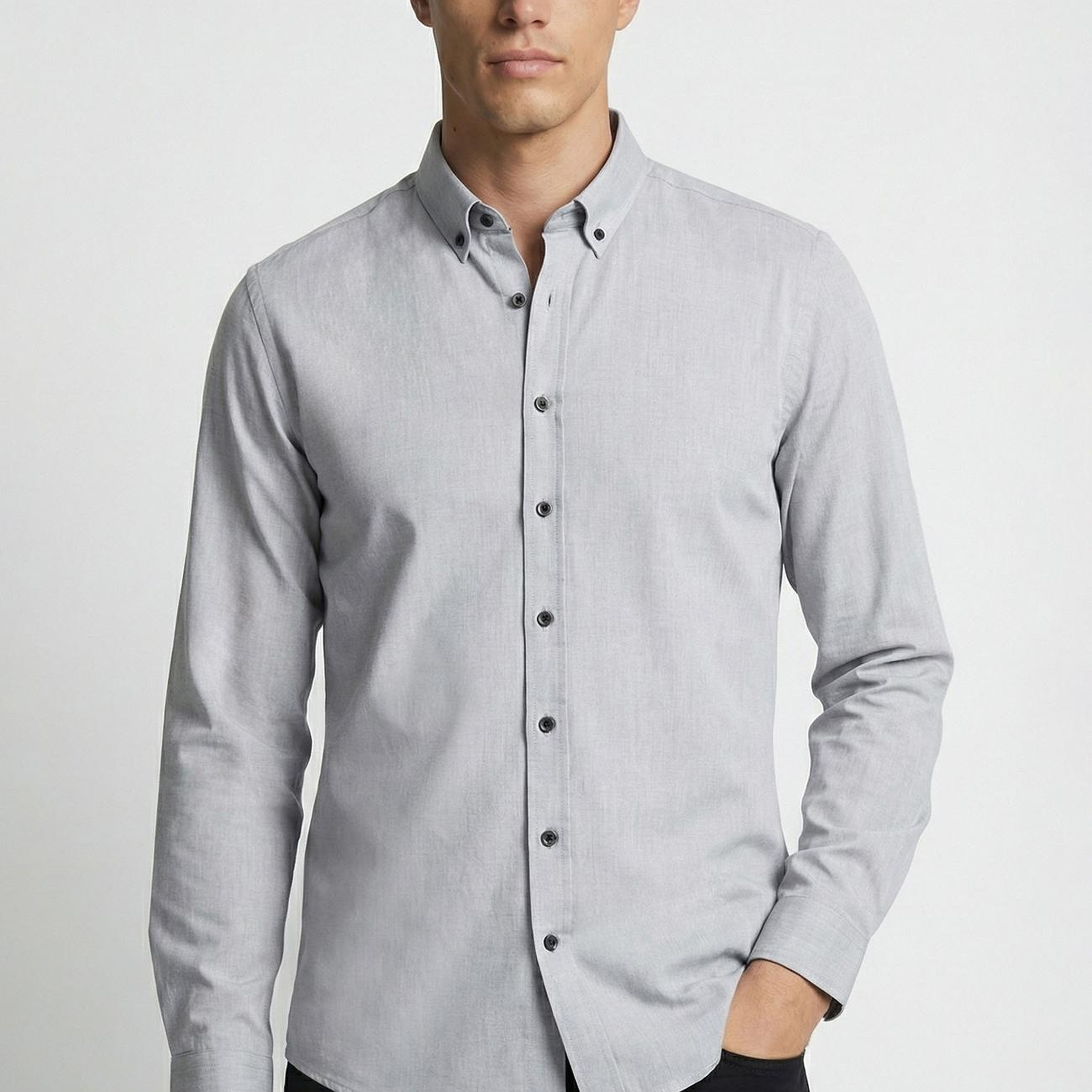 Network Erkek Slim Fit Siyah Oxford Gömlek