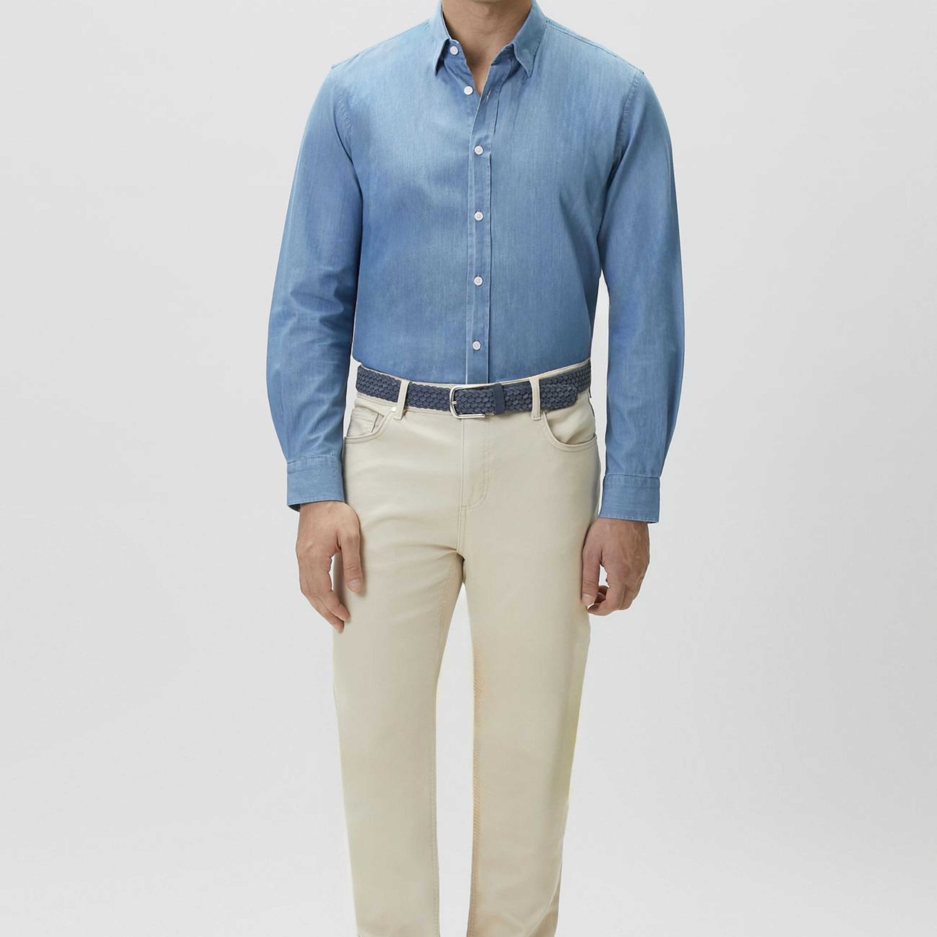Network Erkek Açık Mavi Lyocelli Denim Look Gömlek
