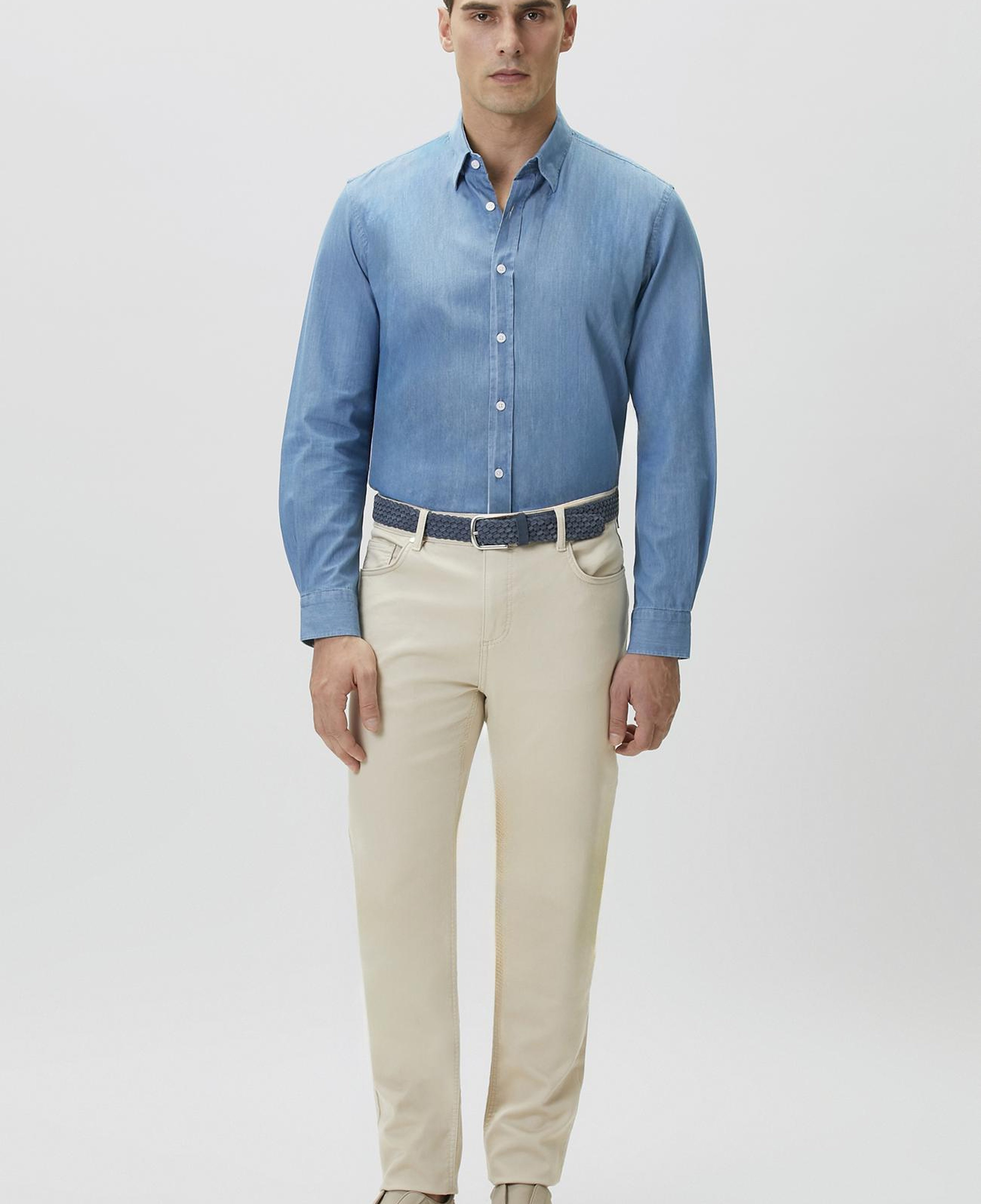 Network Erkek Açık Mavi Lyocelli Denim Look Gömlek