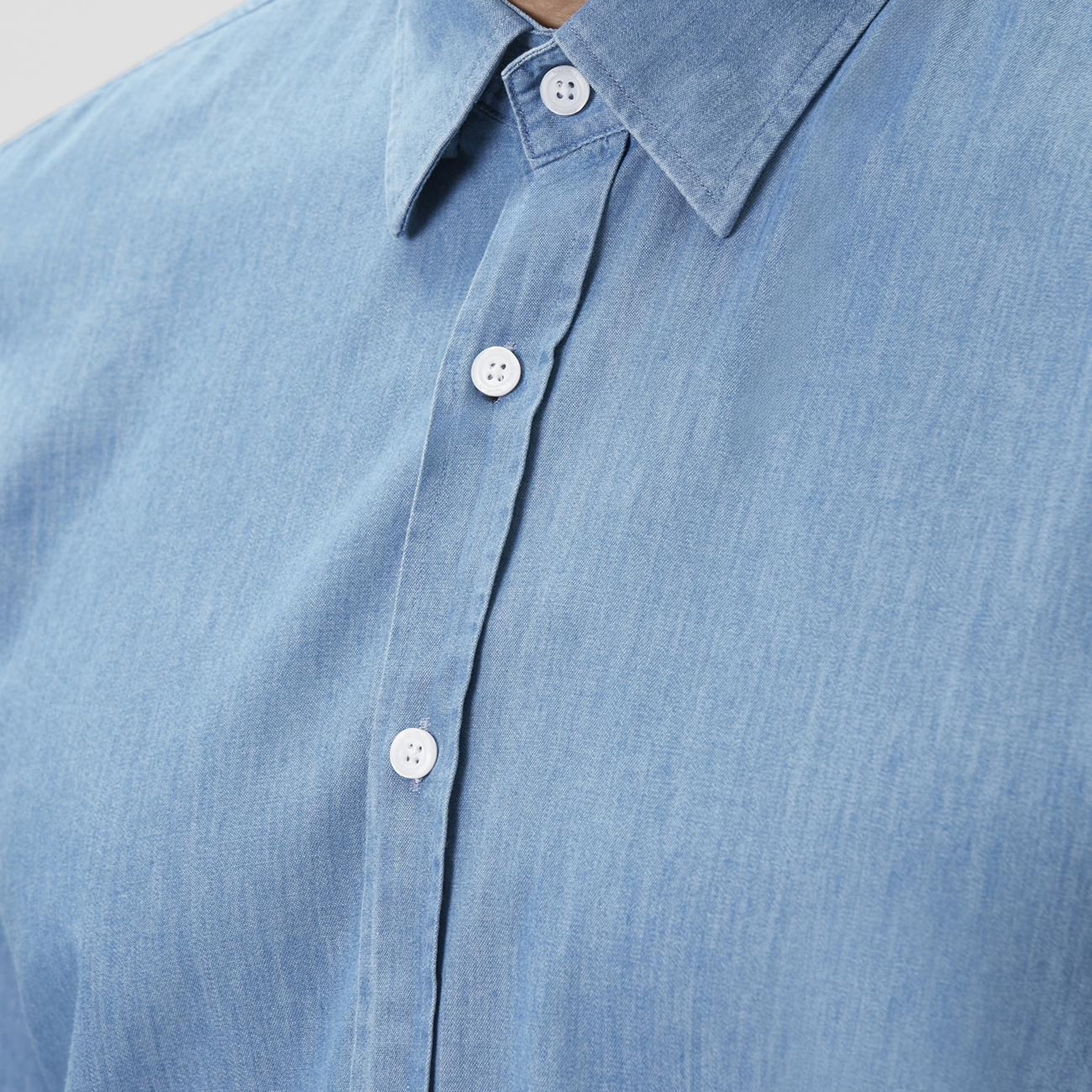 Network Erkek Açık Mavi Lyocelli Denim Look Gömlek