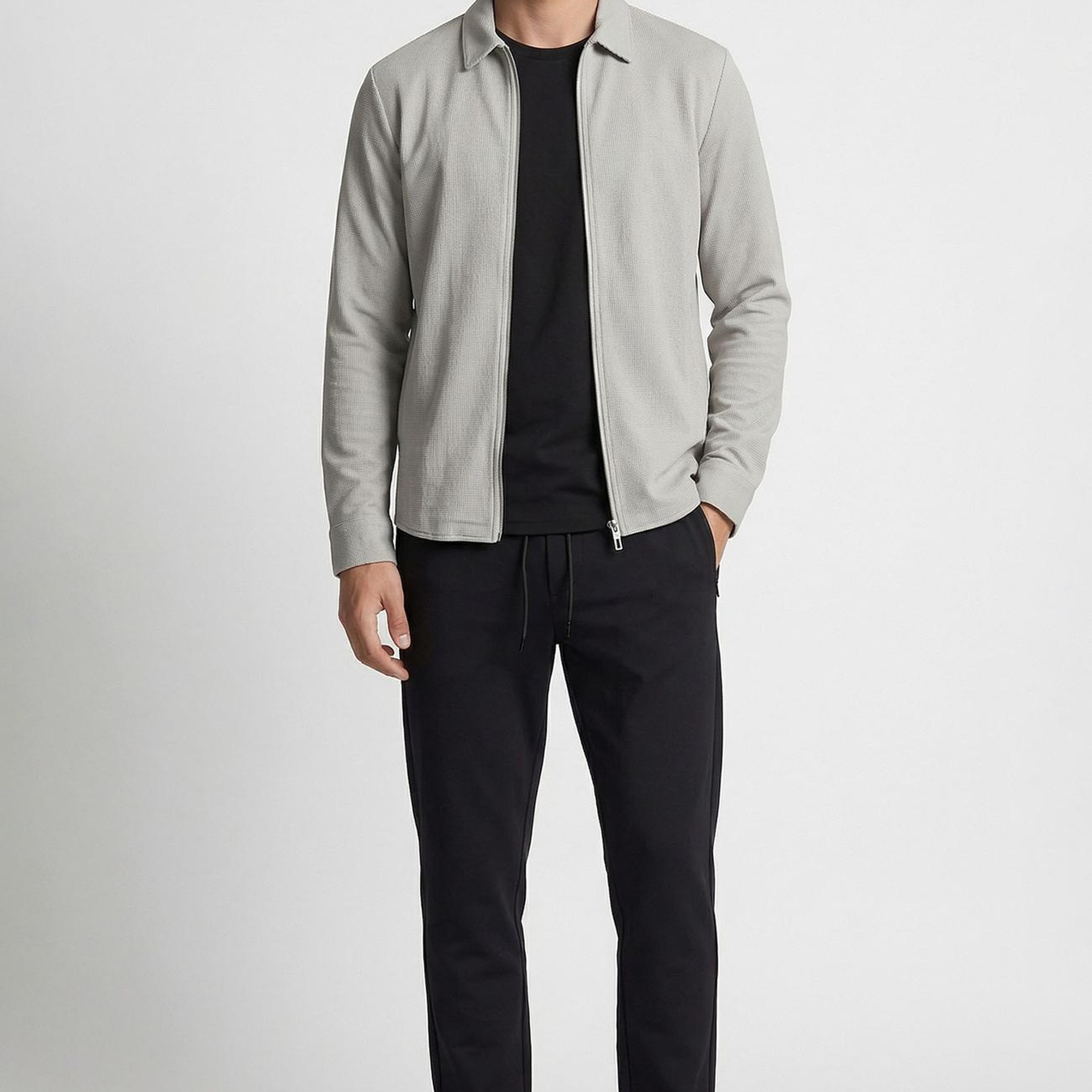 Network Erkek Gri Slim Fit Çizgili Göğüs Cep Detaylı Dış Gömlek