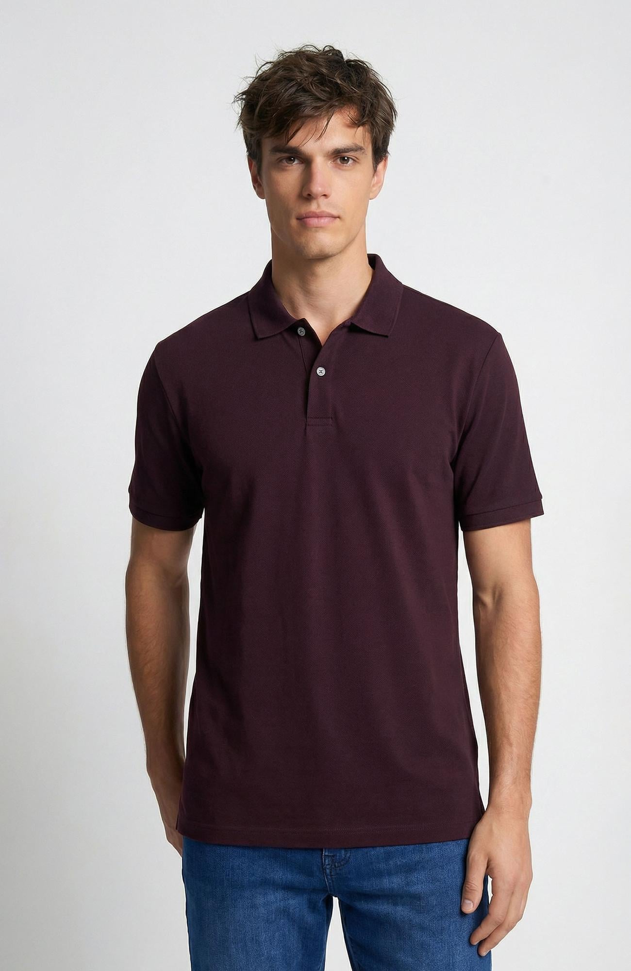 Network Erkek Bordo Polo Yaka Pike T-Shirt