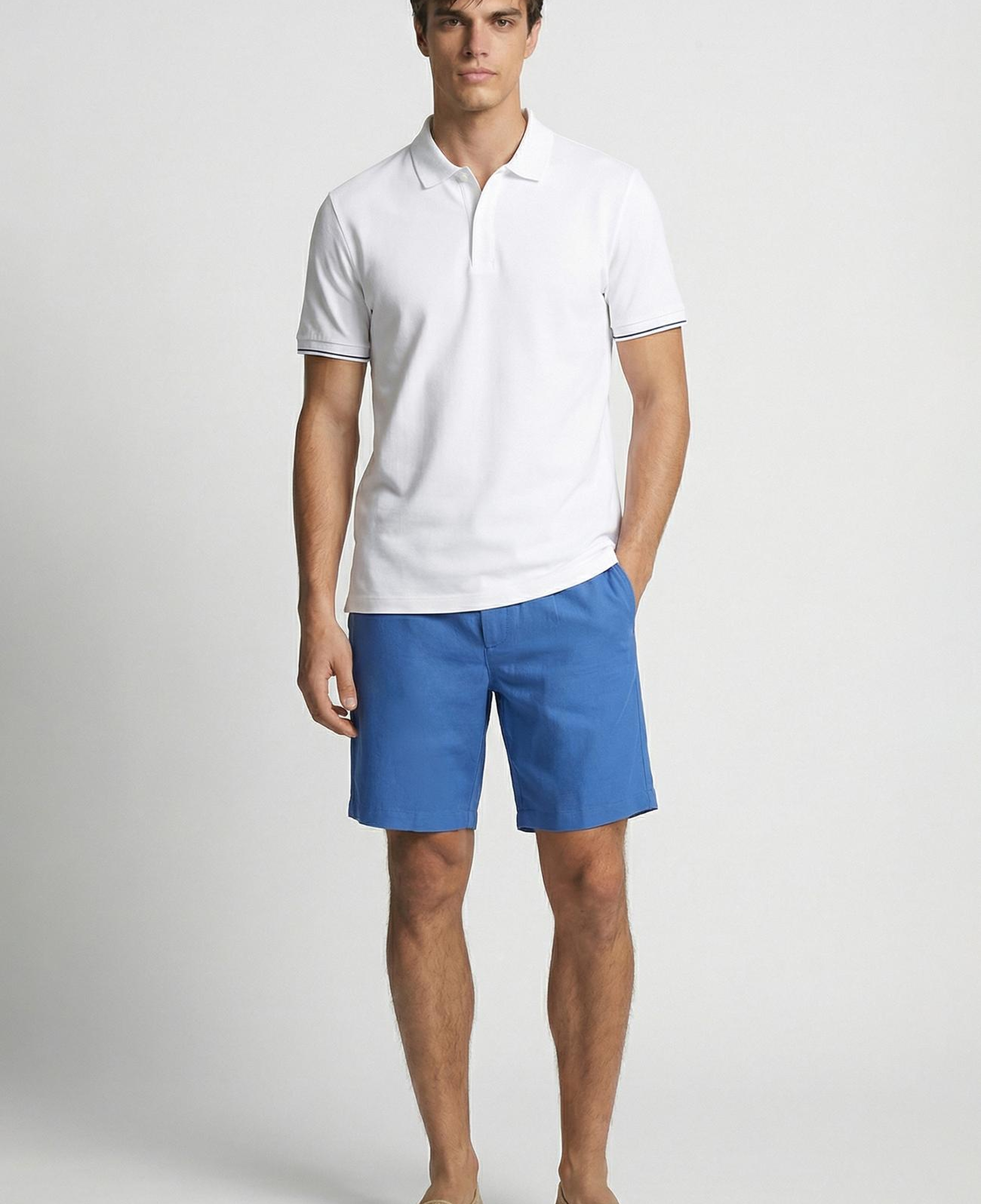 Network Erkek Beyaz Polo Yaka Pike T-shirt