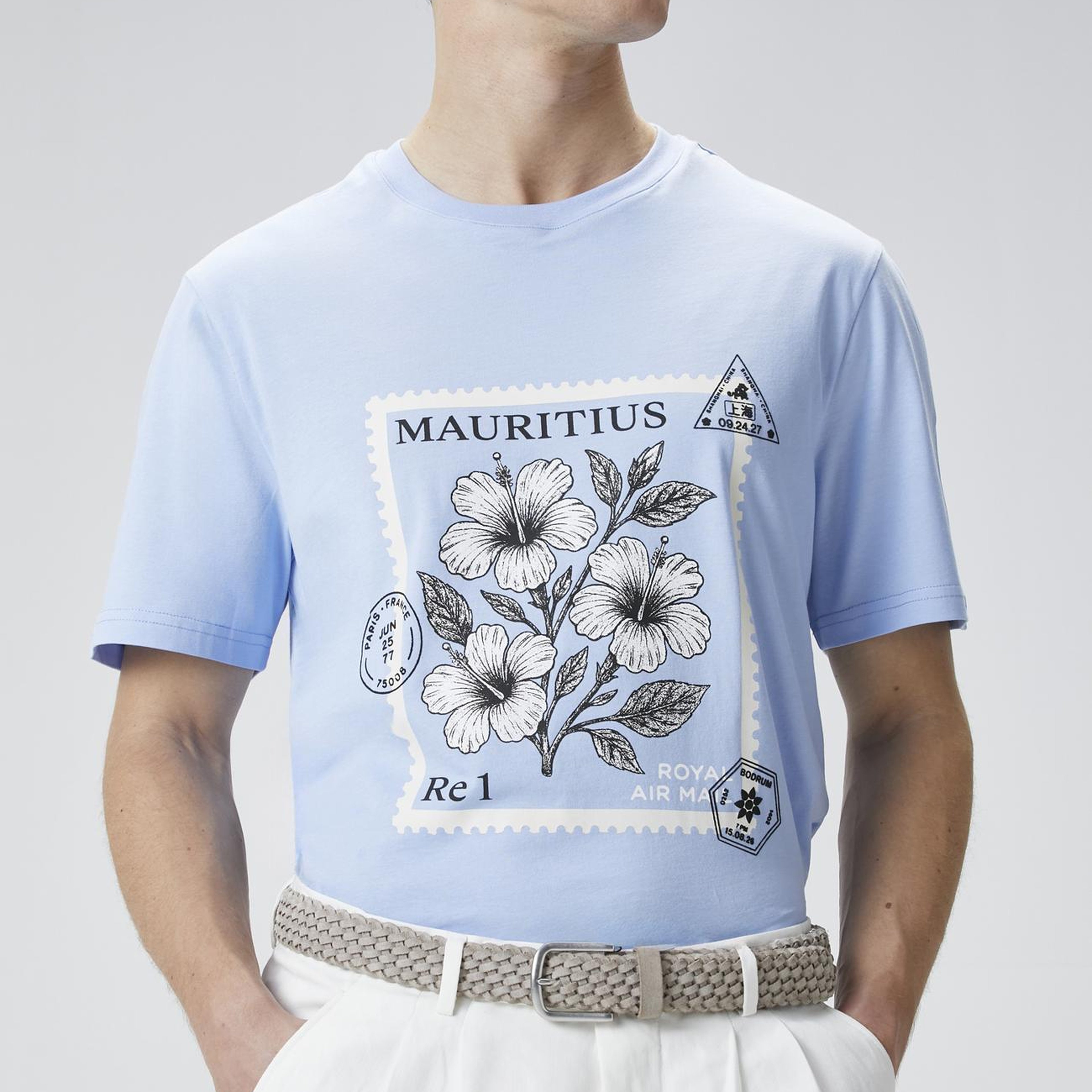 Network Erkek Mavi Baskılı T-shirt