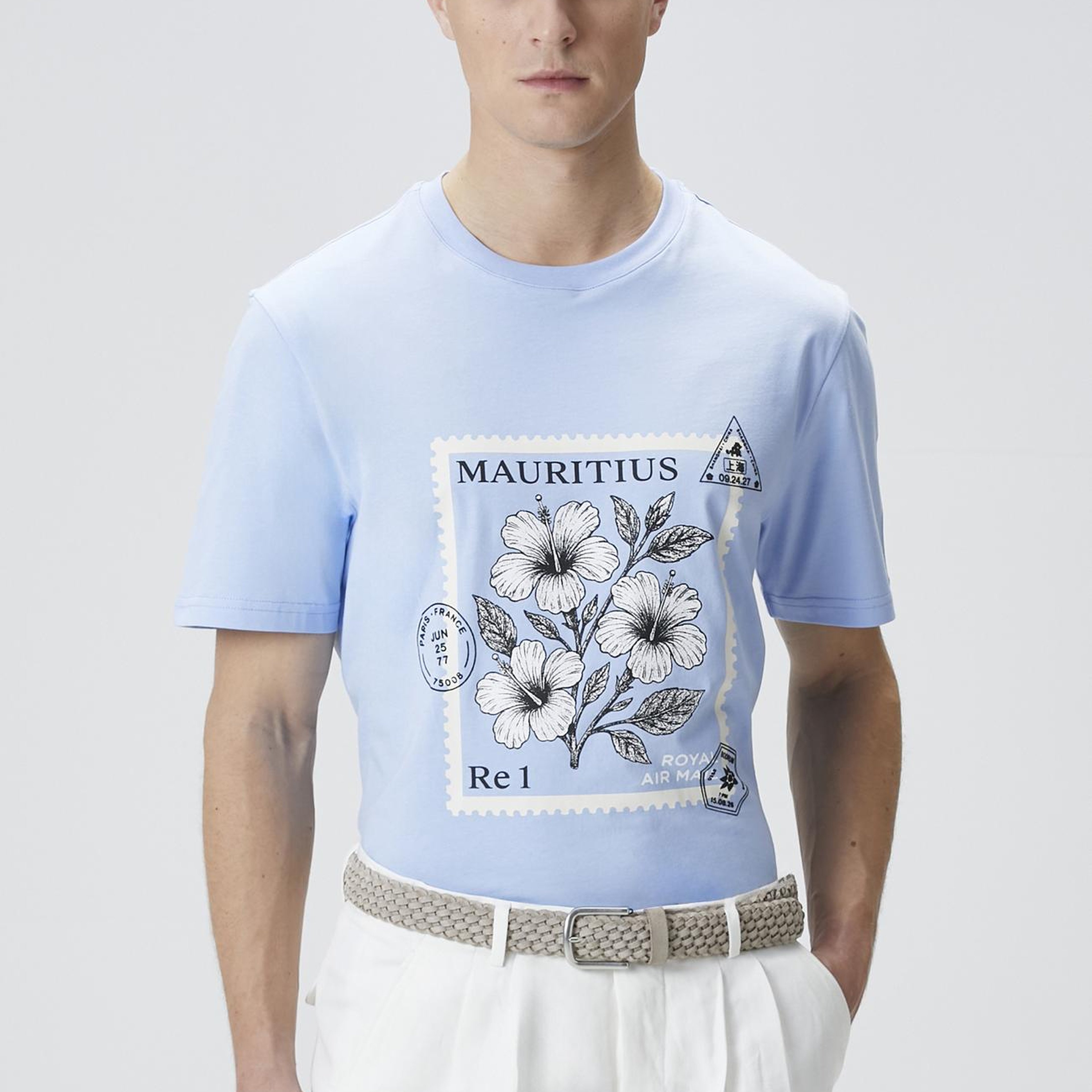 Network Erkek Mavi Baskılı T-shirt