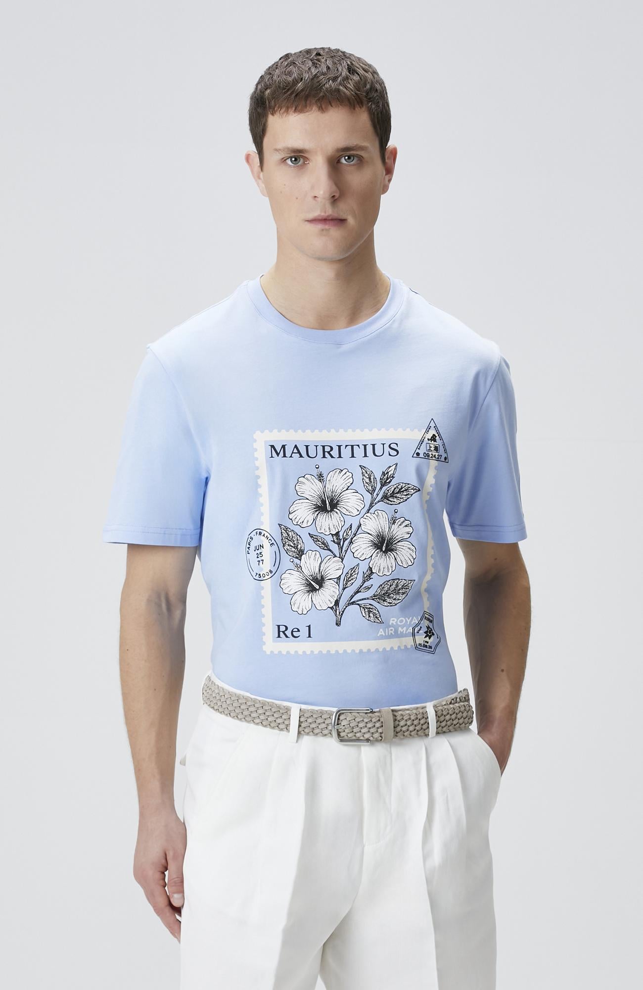 Network Erkek Mavi Baskılı T-shirt