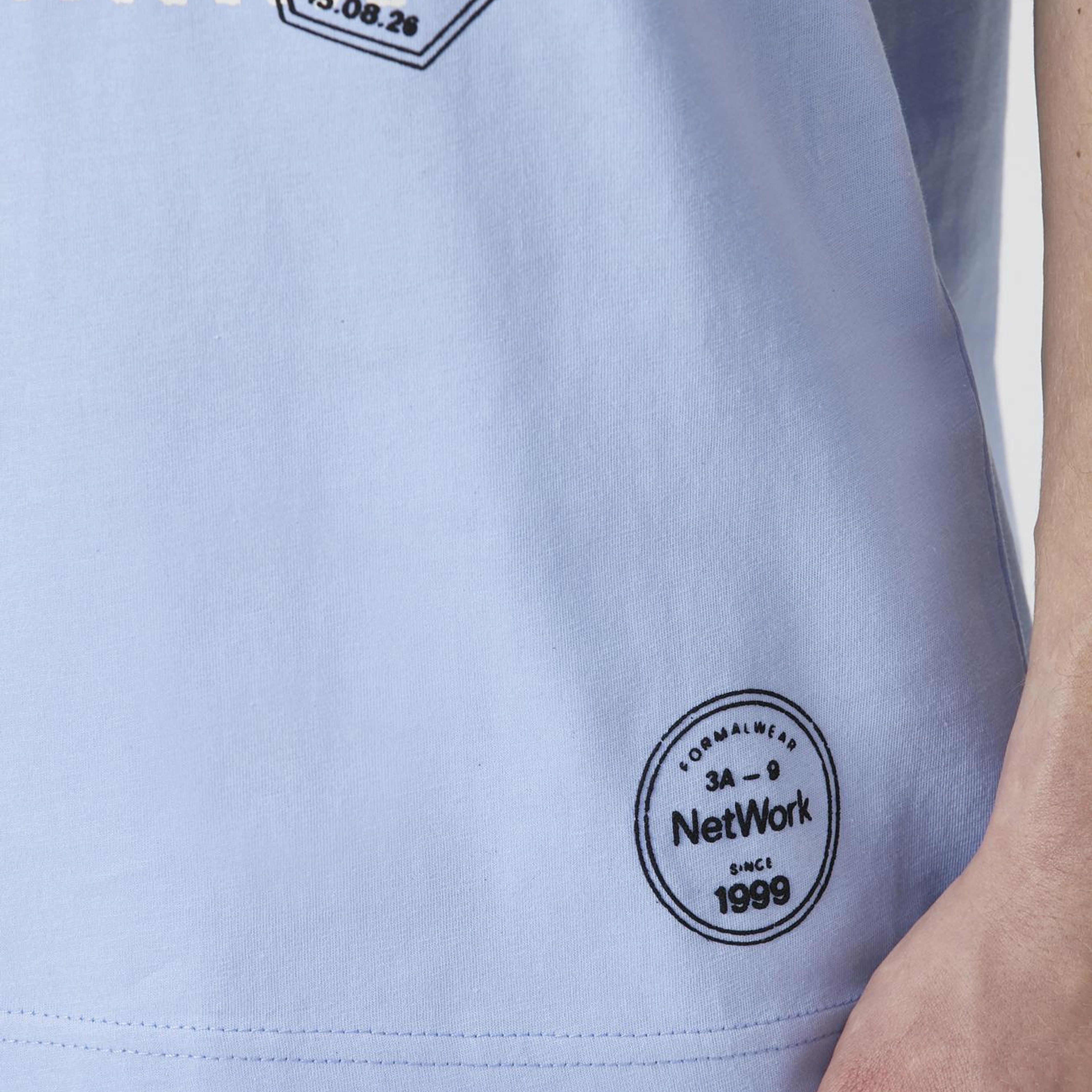 Network Erkek Mavi Baskılı T-shirt