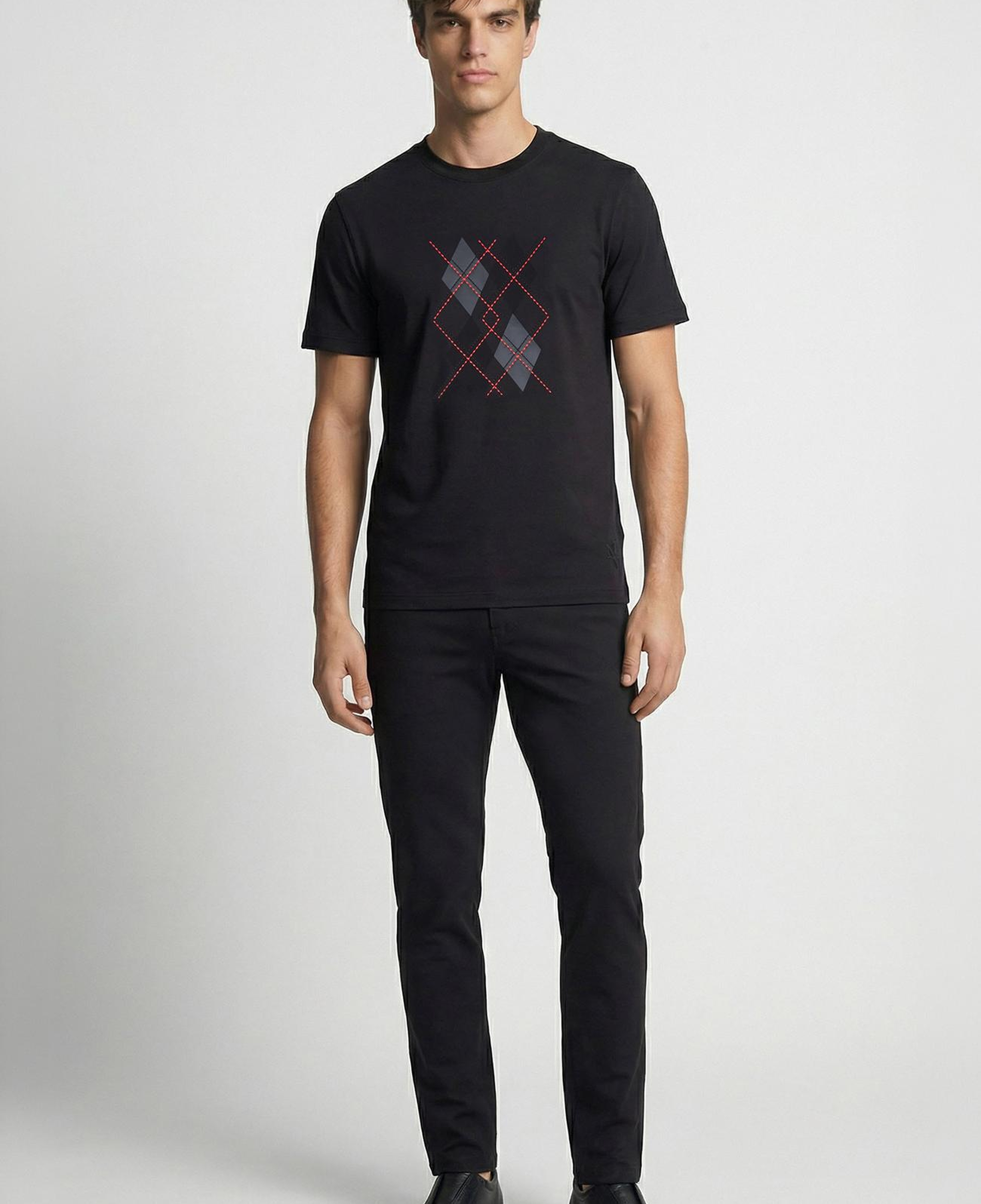 Network Erkek Siyah Nakışlı T-shirt