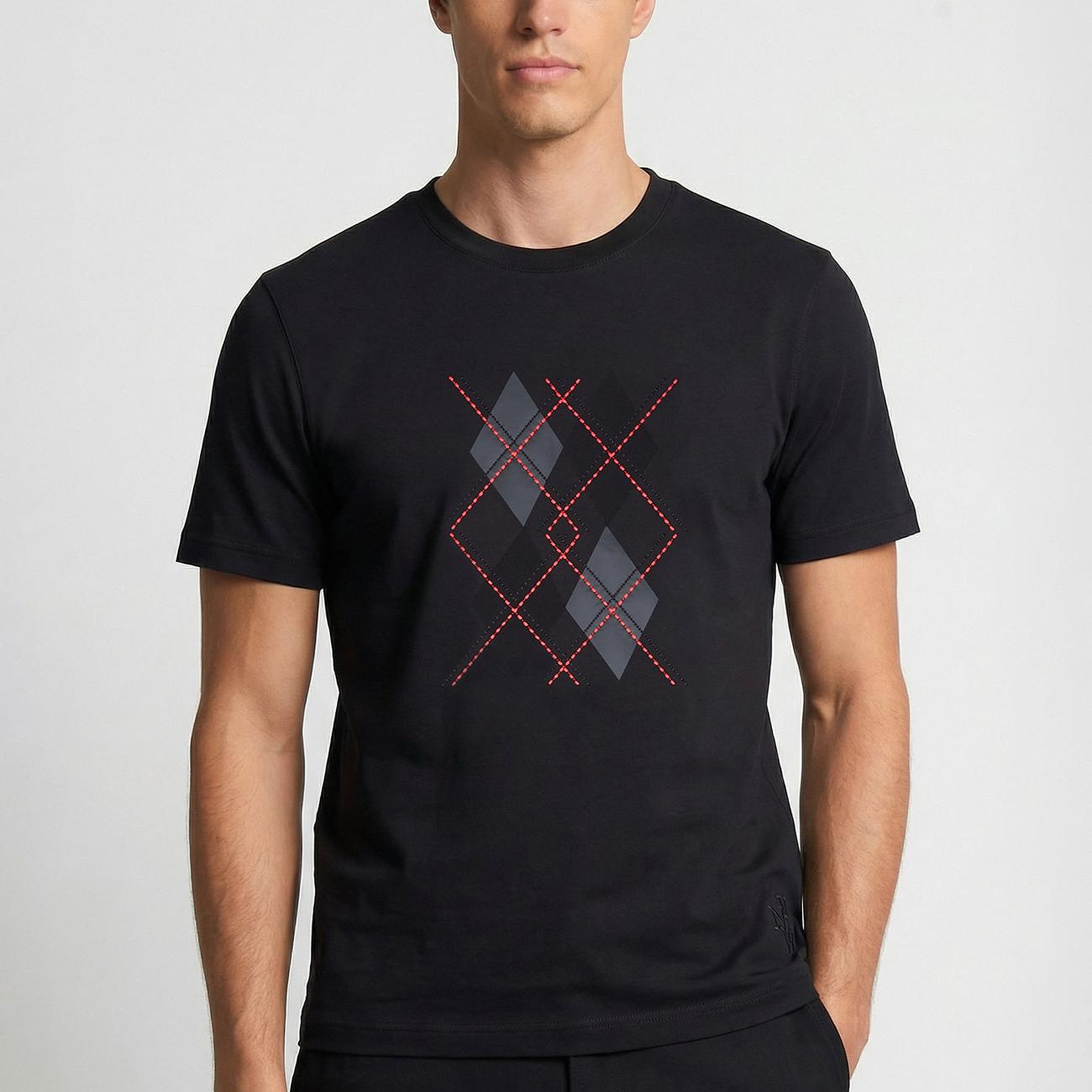 Network Erkek Siyah Nakışlı T-shirt