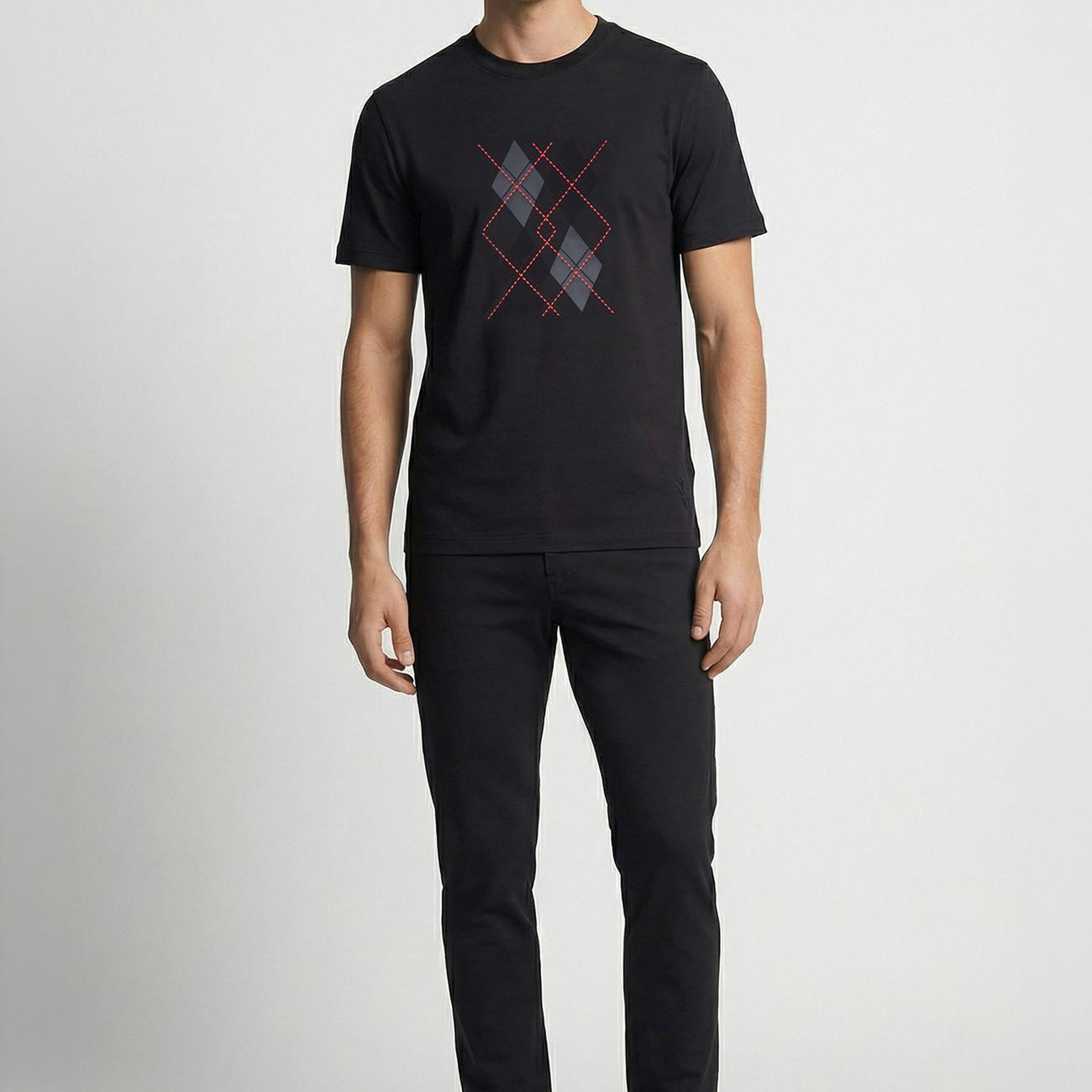 Network Erkek Siyah Nakışlı T-shirt