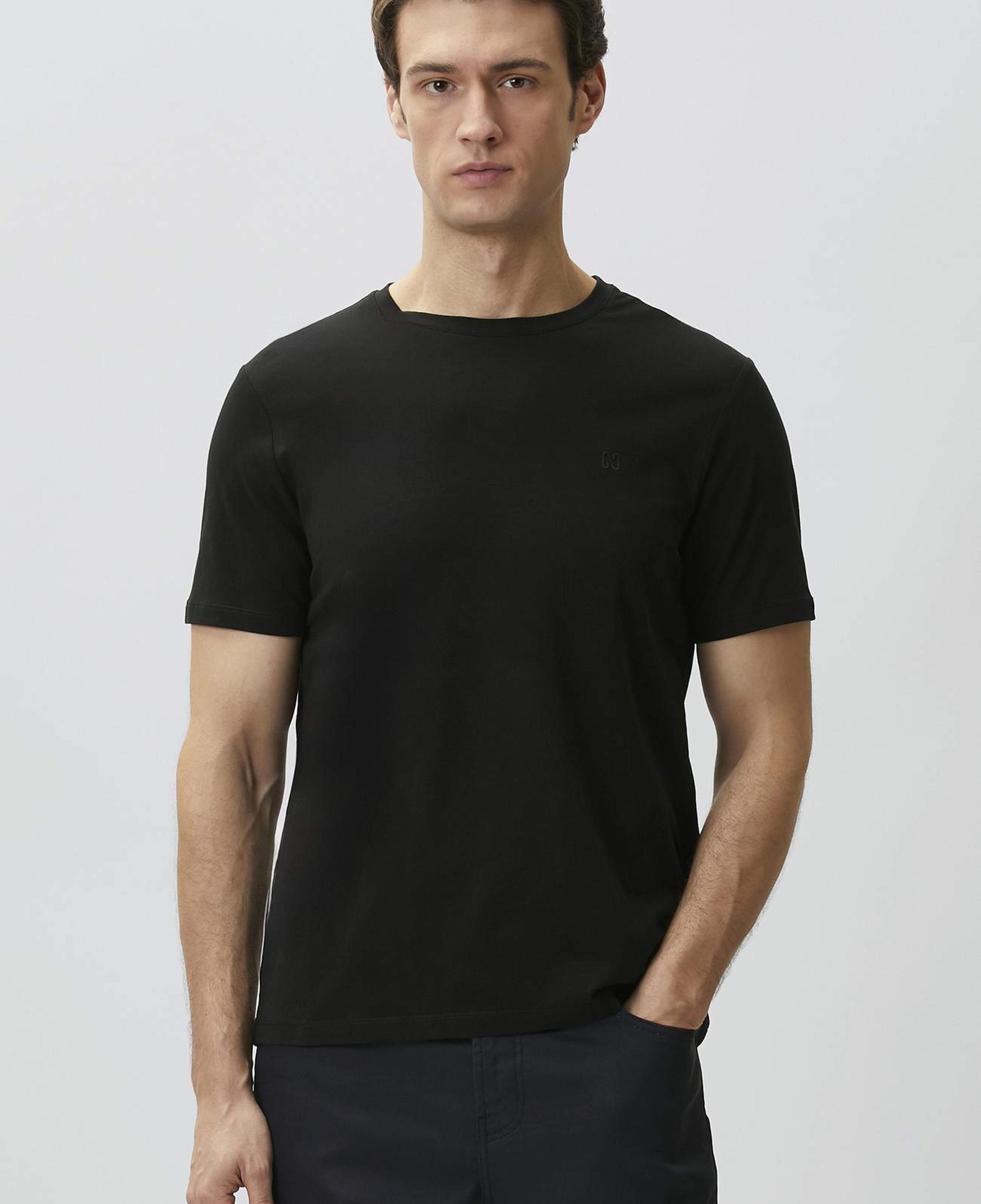 Network Erkek Siyah Basic T-shirt