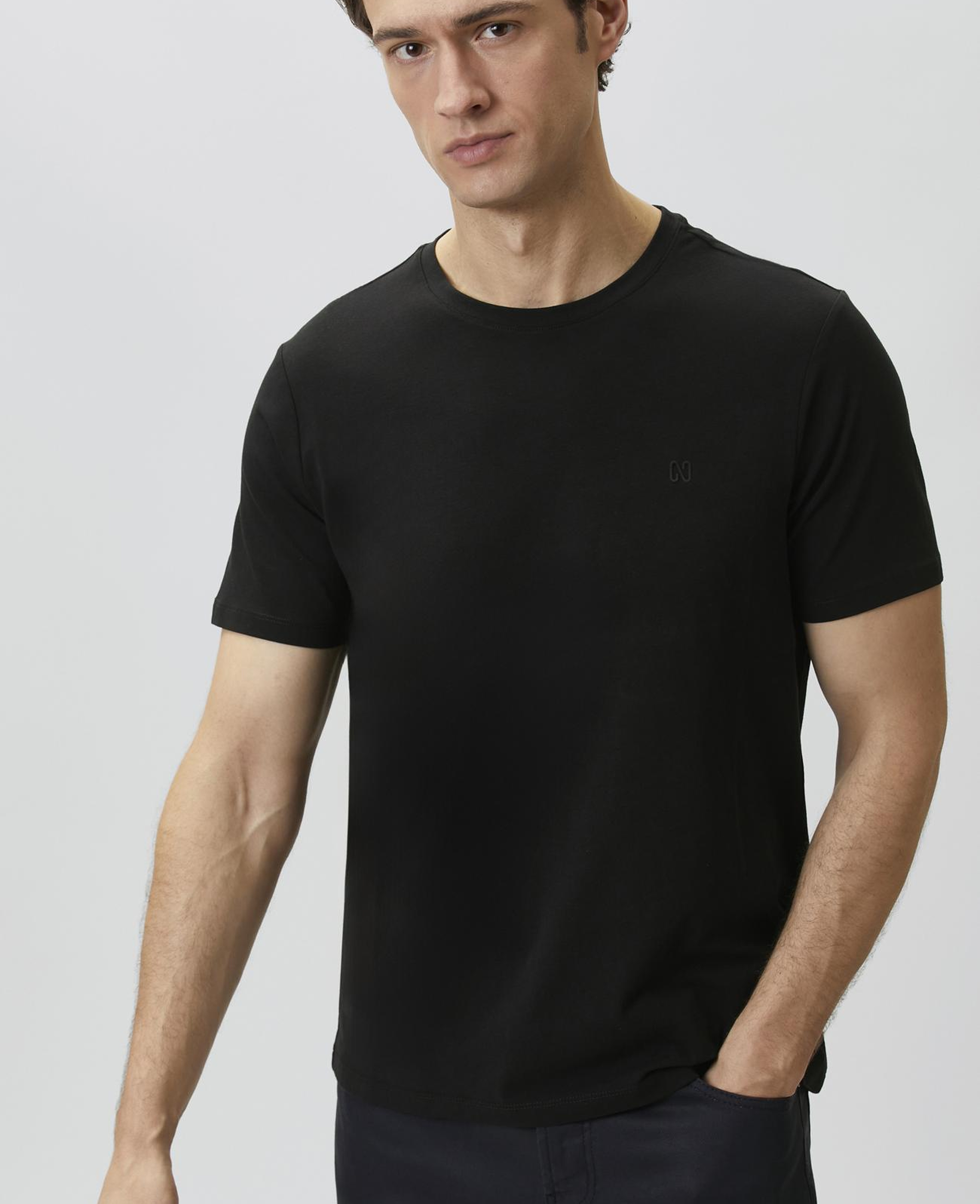 Network Erkek Siyah Basic T-shirt