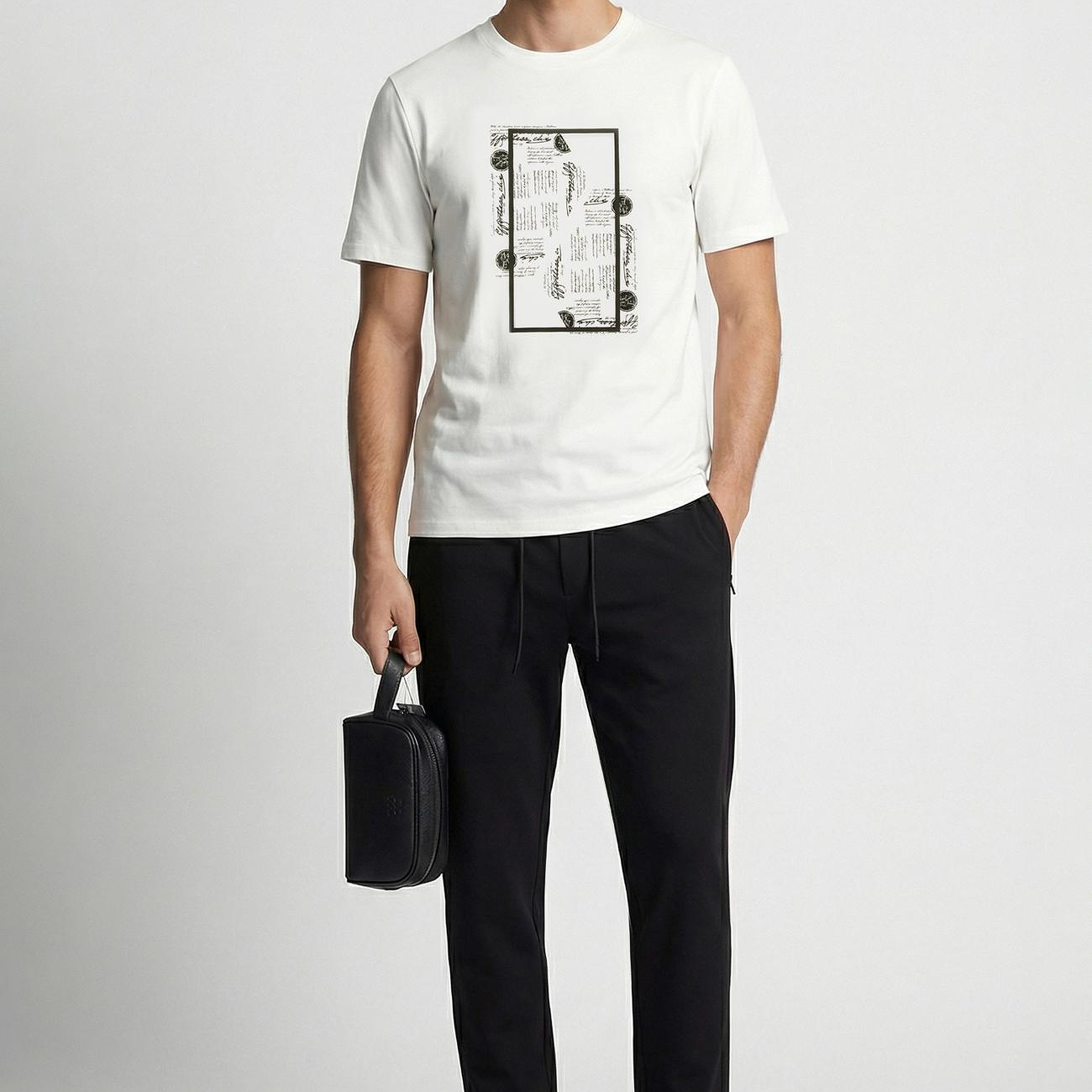 Network Erkek Beyaz Mühür Baskı Detaylı T-shirt