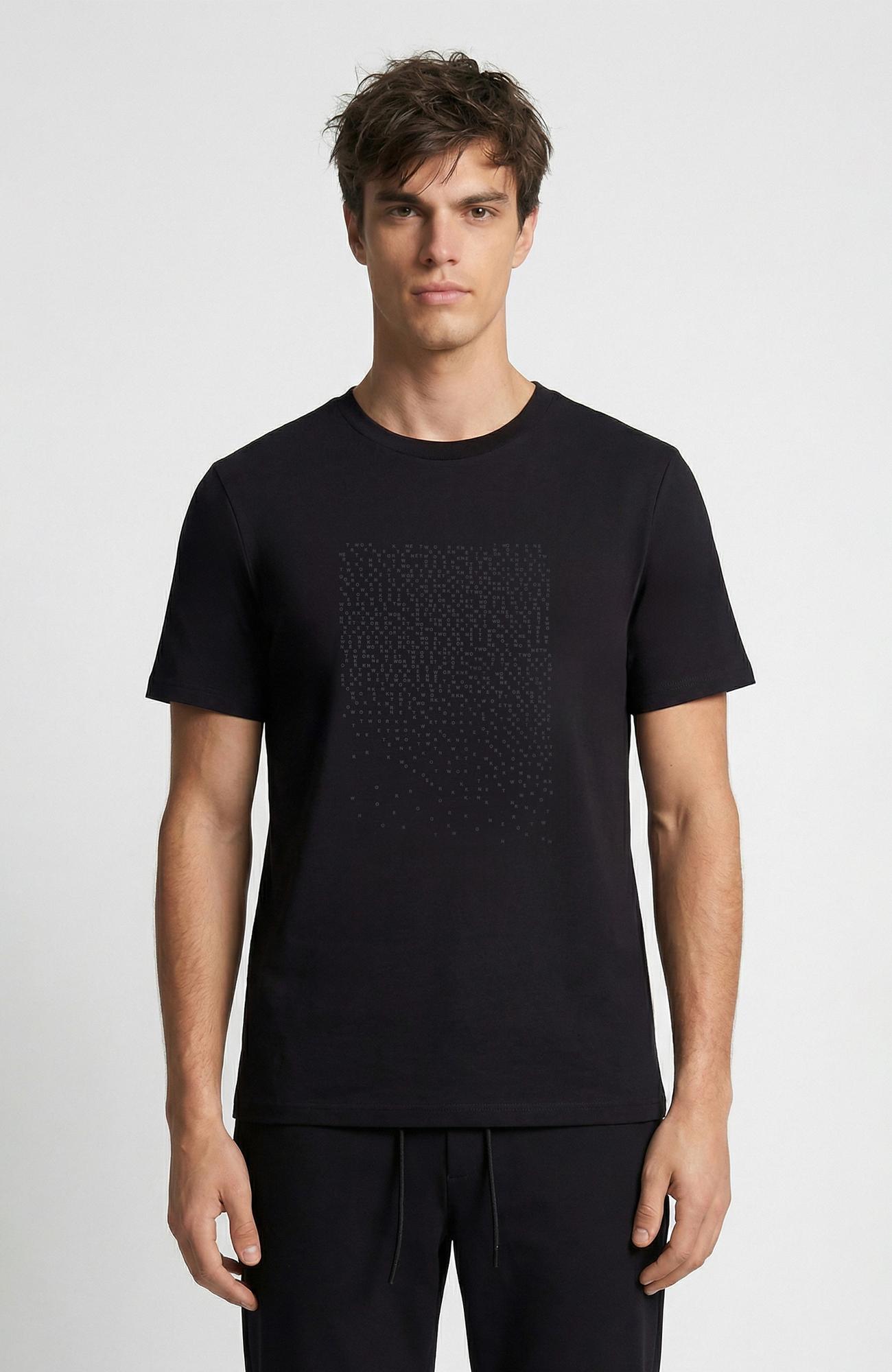 Network Erkek N-Tech Siyah Mini Harf Baskılı T-shirt